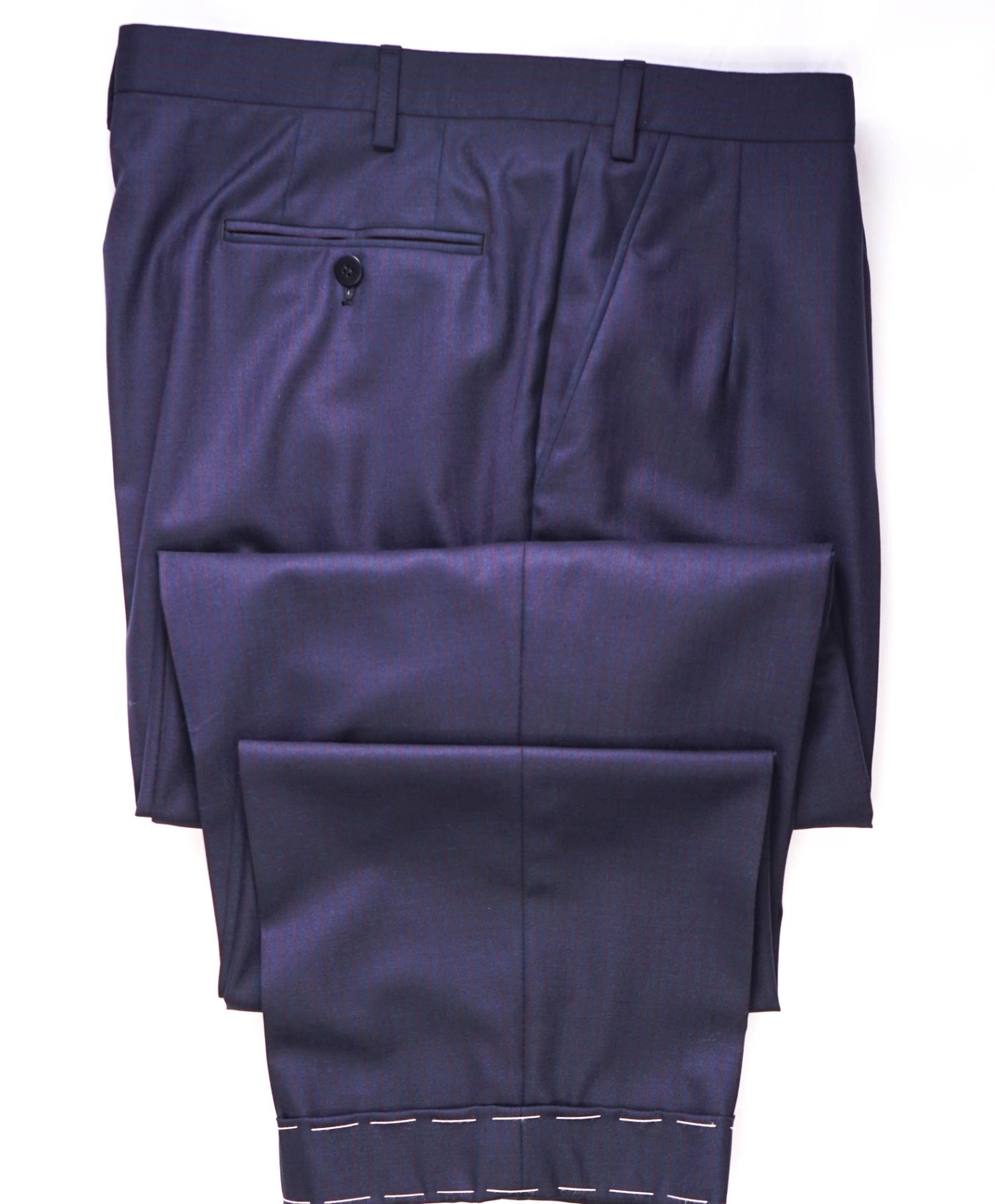 $1,095 BRIONI Navy Blue/Red Striped Wool Pants 43W