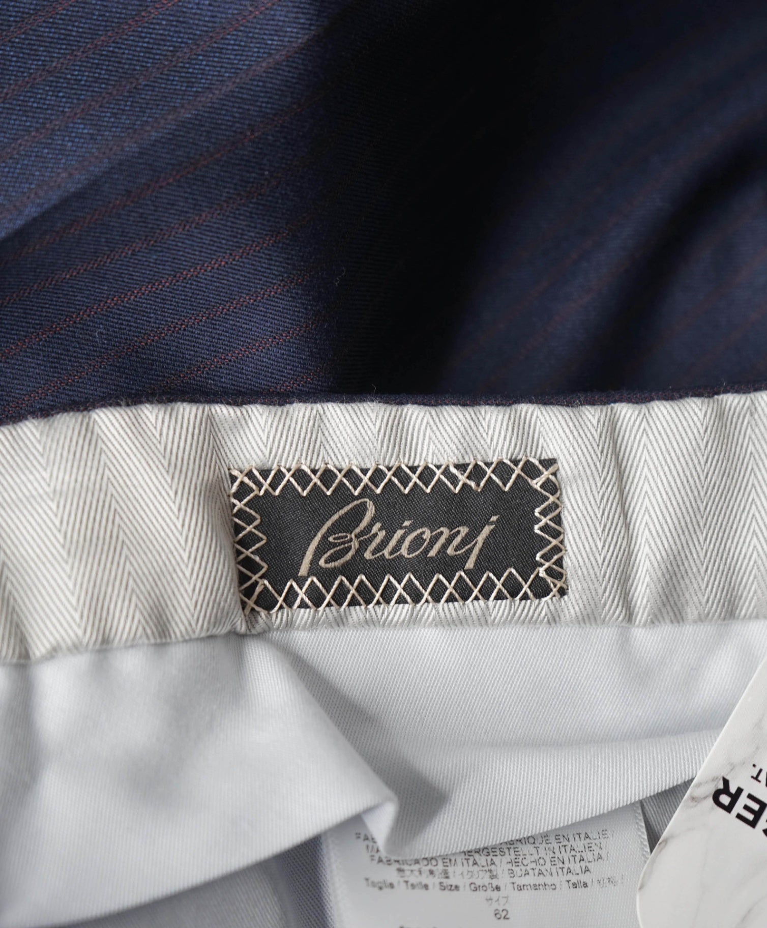 $1,095 BRIONI Navy Blue/Red Striped Wool Pants 43W