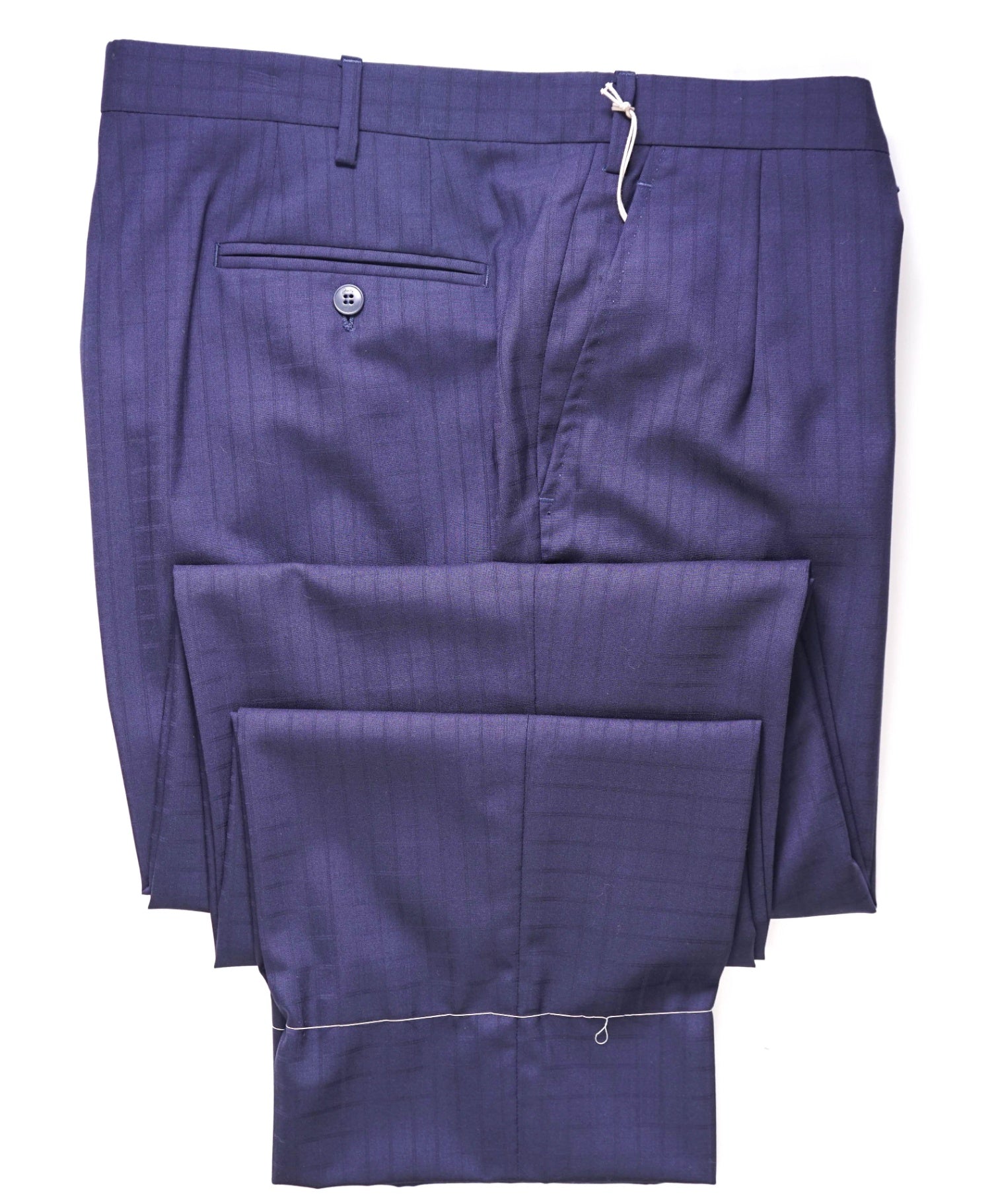 $1,095 Brioni Navy Check Wool Pants 42W