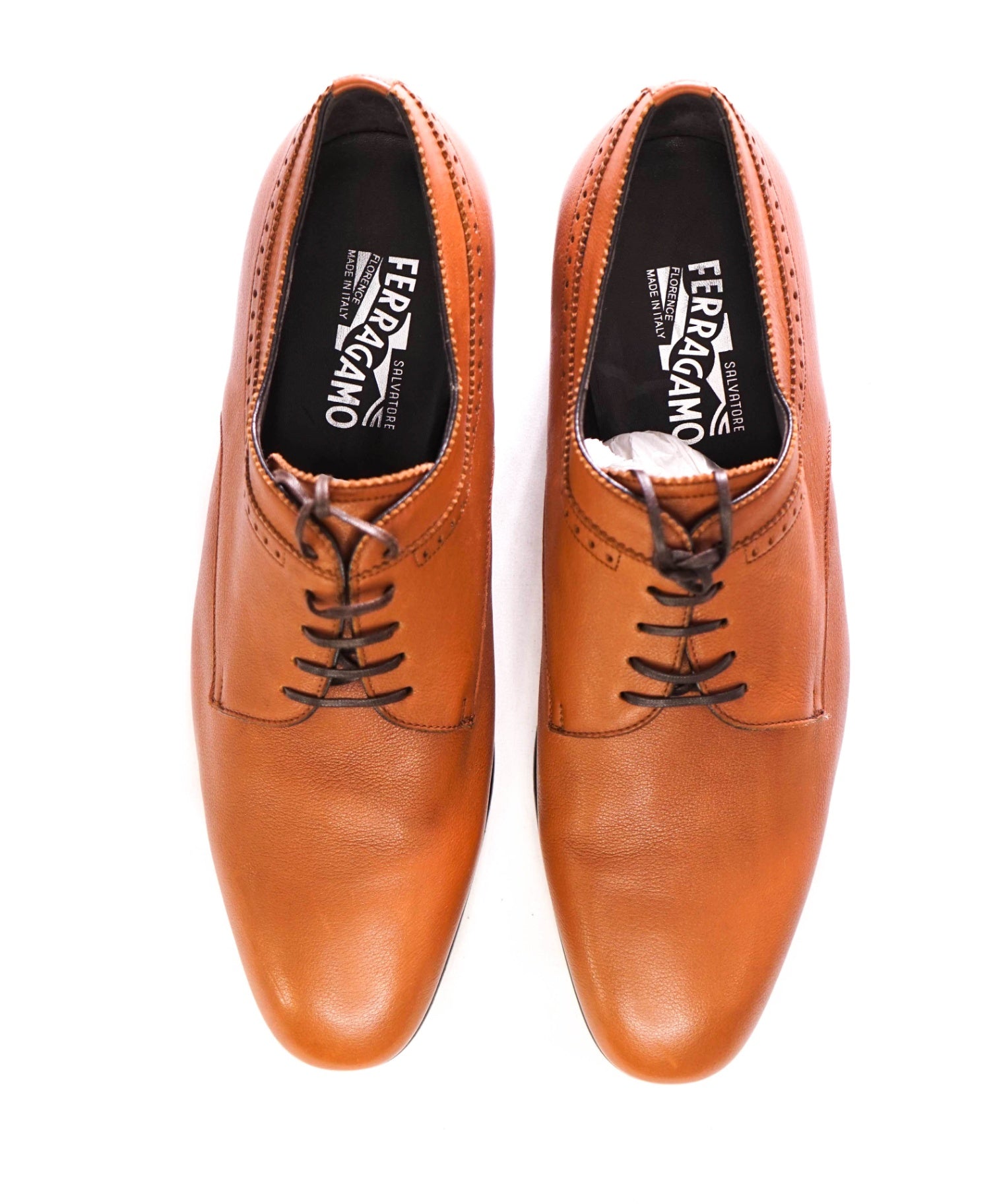 $880 SALVATORE FERRAGAMO - Brown "LORETO" Derbies - 11.5 3E