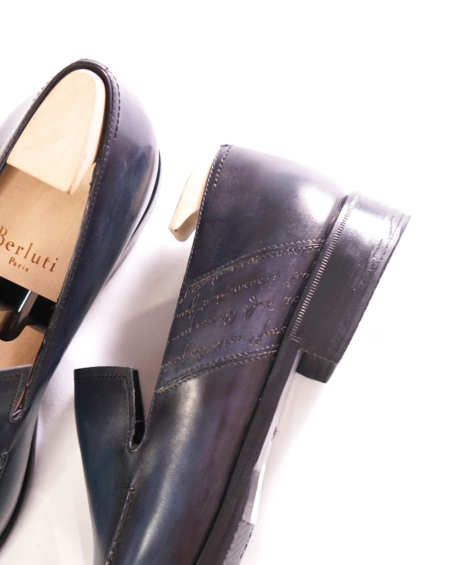$2,690 BERLUTI - "ANDY" Blue Scritto Leather Loafers- 11.5 US (10.5EU)