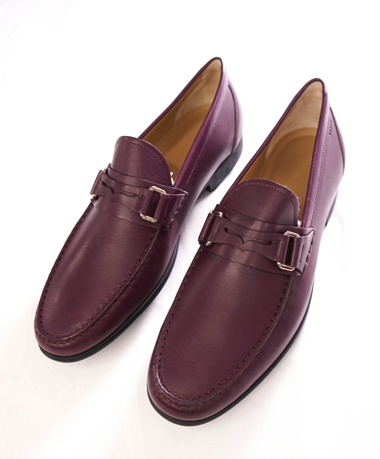 $650 BALLY - Purple Penny Loafers Leather - US 12 (UK11)