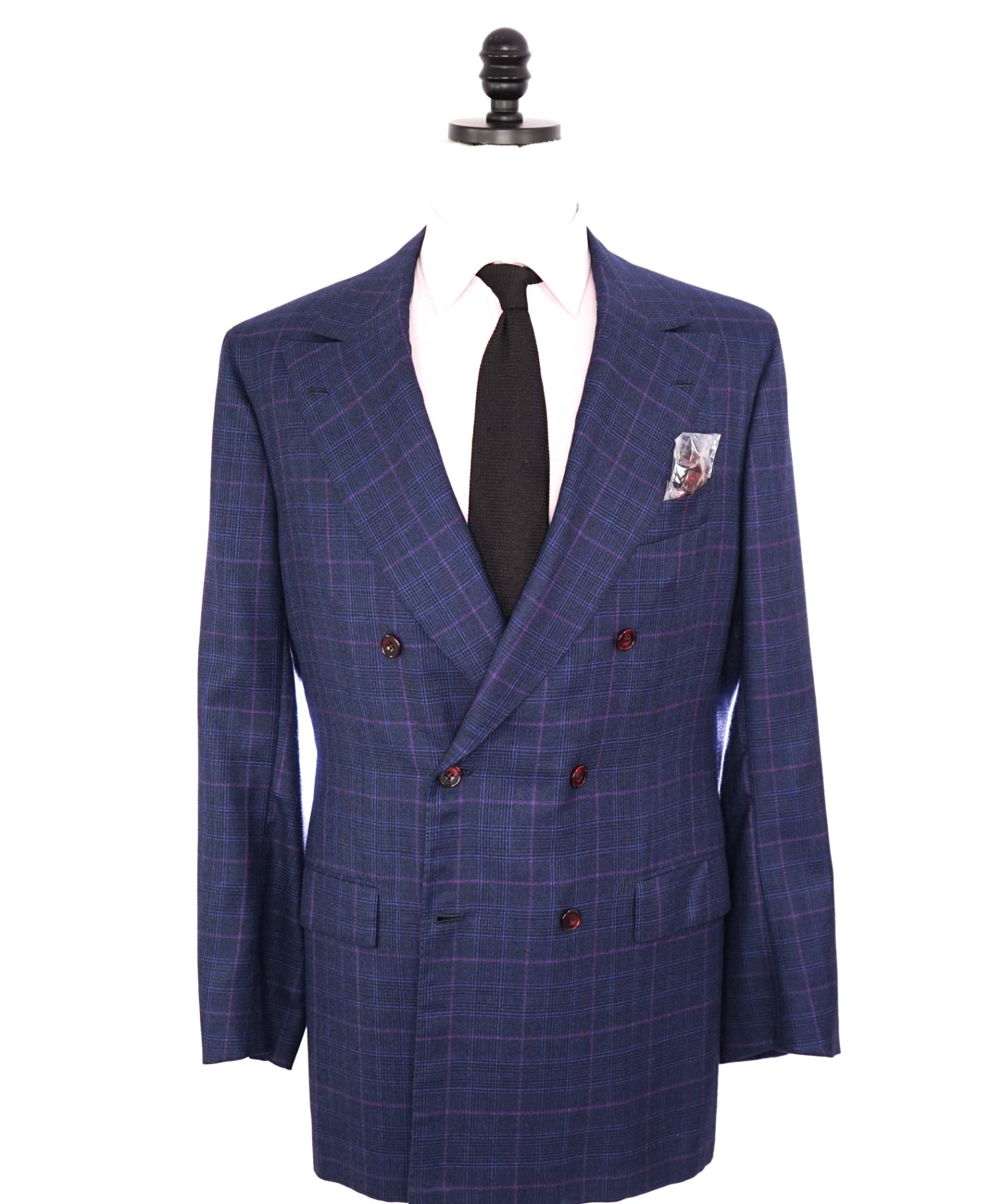 $11,000 KITON - Blue Double Breasted Cashmere/Silk Blazer- 44R