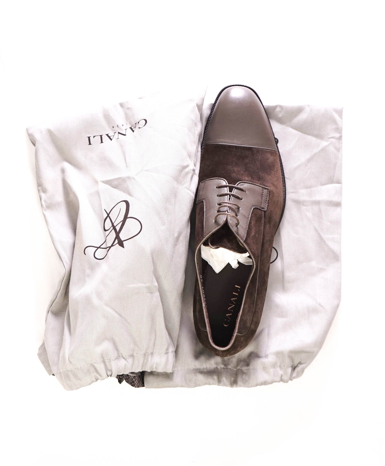 $695 CANALI - Brown Suede/Leather Derbies- US 13 (46EU)