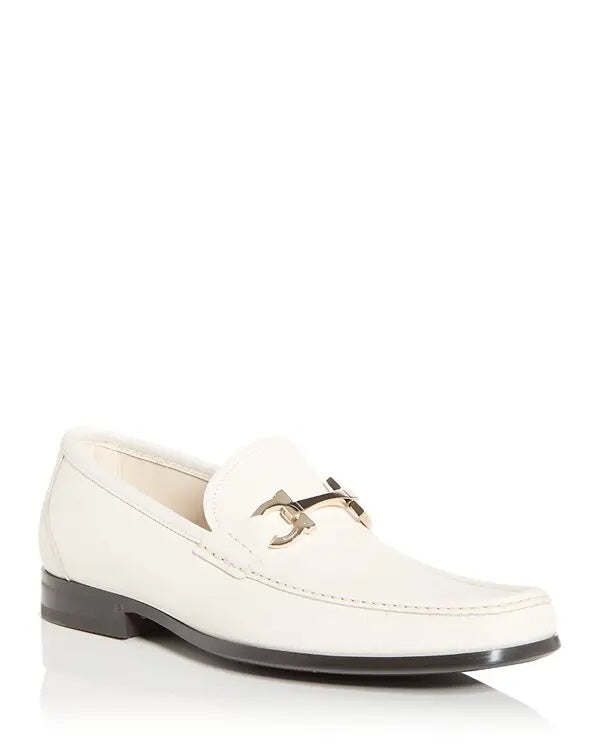 $850 FERRAGAMO - White "GRANDIOSO" Loafers Leather - 9.5 E