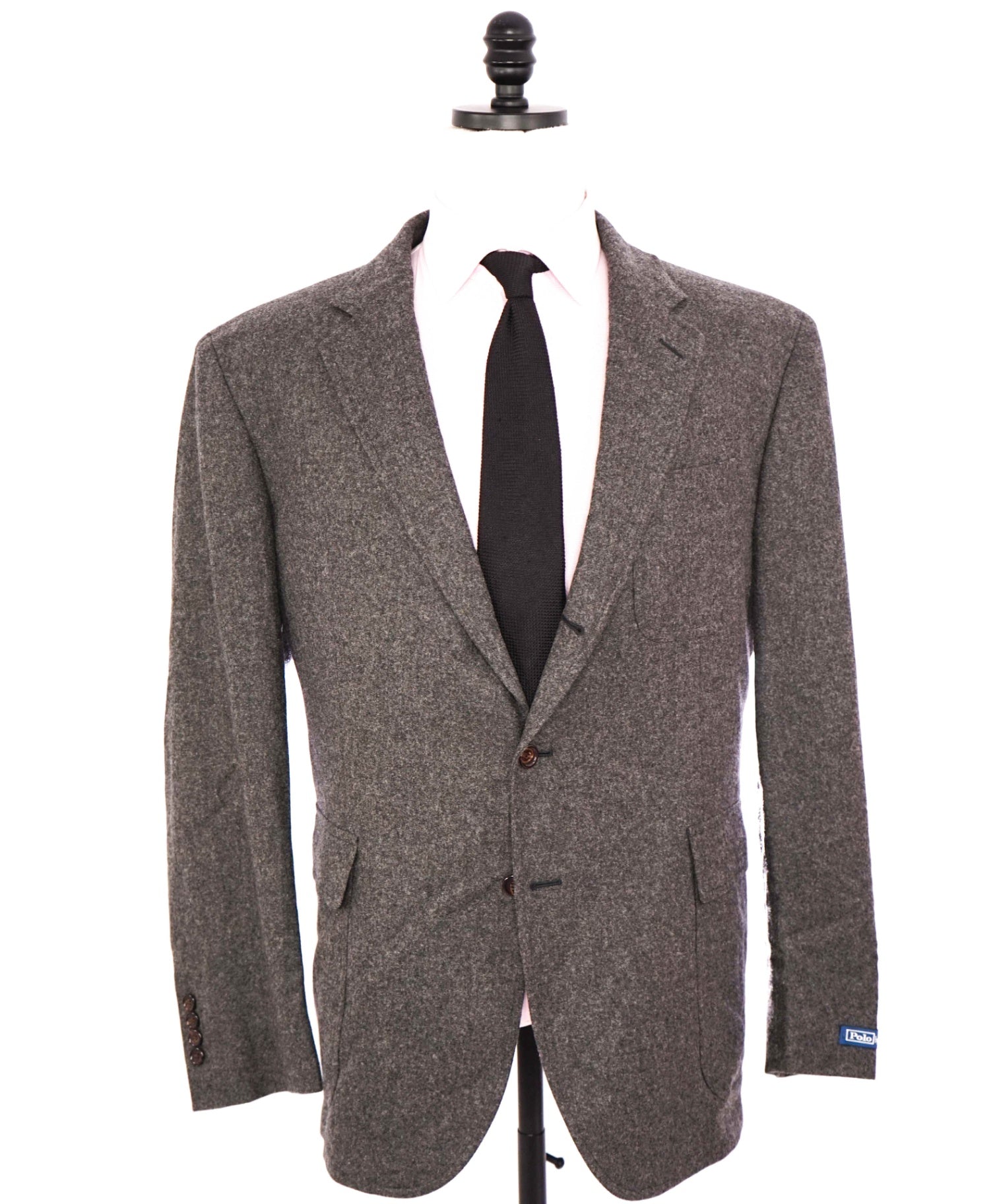 $798 POLO RALPH LAUREN - Gray Flannel Wool 2/3 Roll Lapel Blazer - 46R