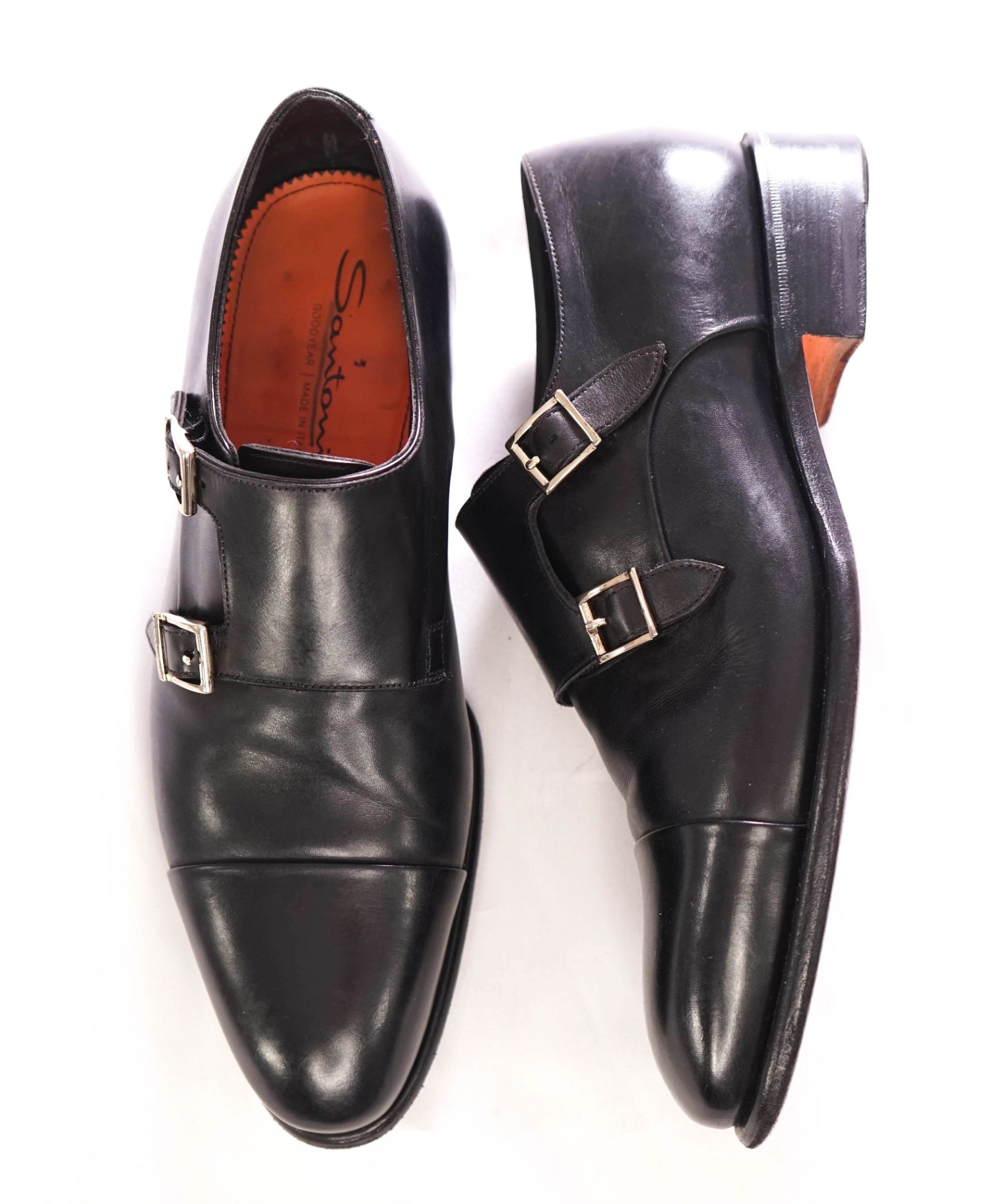 $1,595 SANTONI - "GOODYEAR WELT” Monk Strap Loafers - US 9.5 (UK8.5)