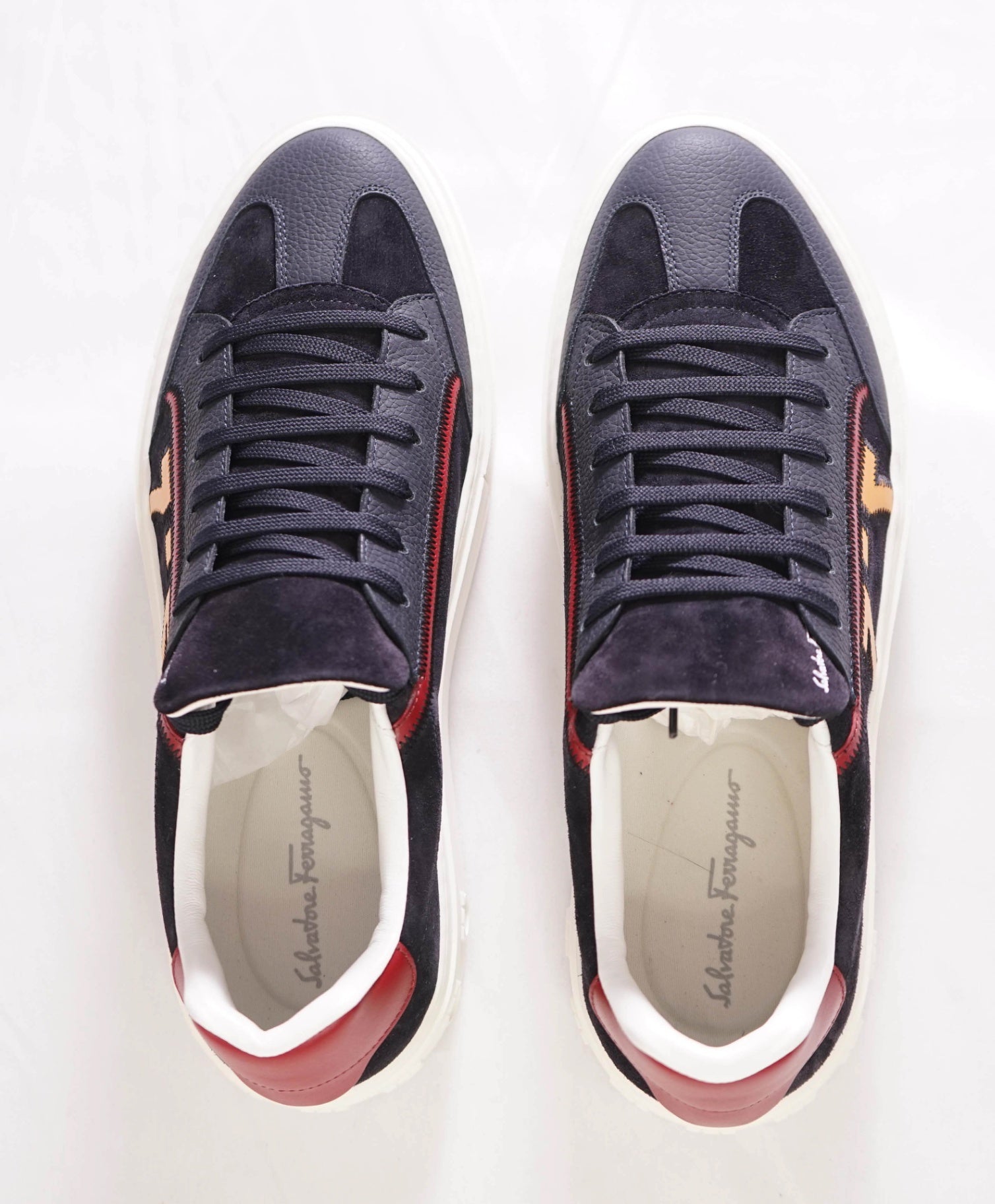 $750 FERRAGAMO - *BORG 5* Blue/Yellow Gancini Sneaker - 11 M