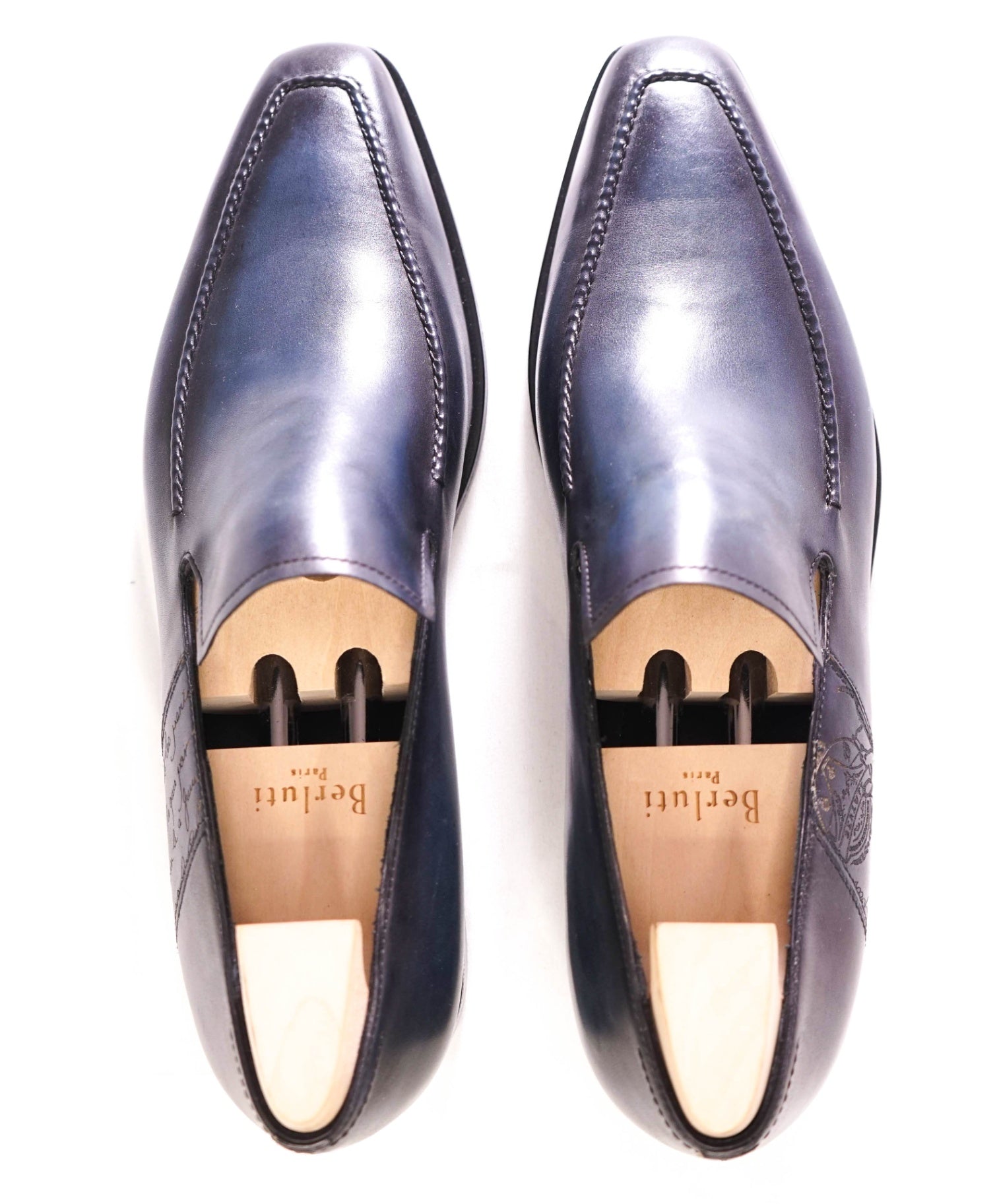 $2,690 BERLUTI - "ANDY" Blue Scritto Leather Loafers- 11.5 US (10.5EU)