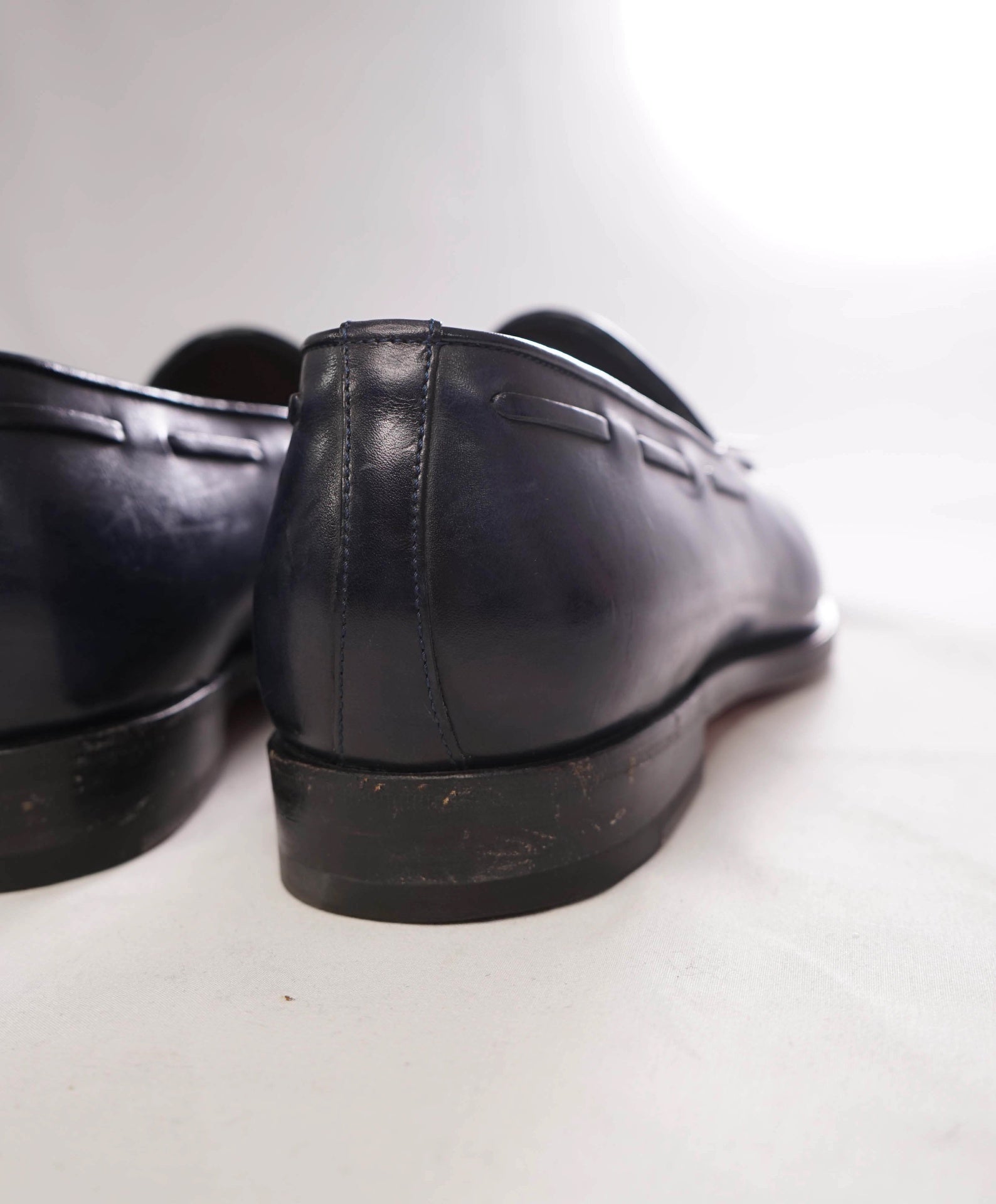 $970 SANTONI - "GOODYEAR" Blue tassel loafers - US 11 (UK10)