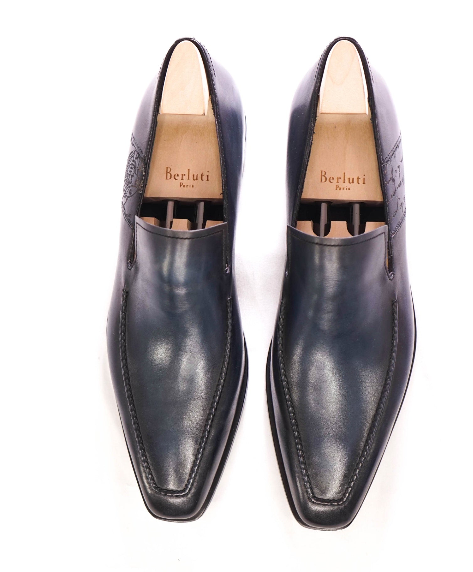 $2,690 BERLUTI - "ANDY" Blue Scritto Leather Loafers- 11.5 US (10.5EU)