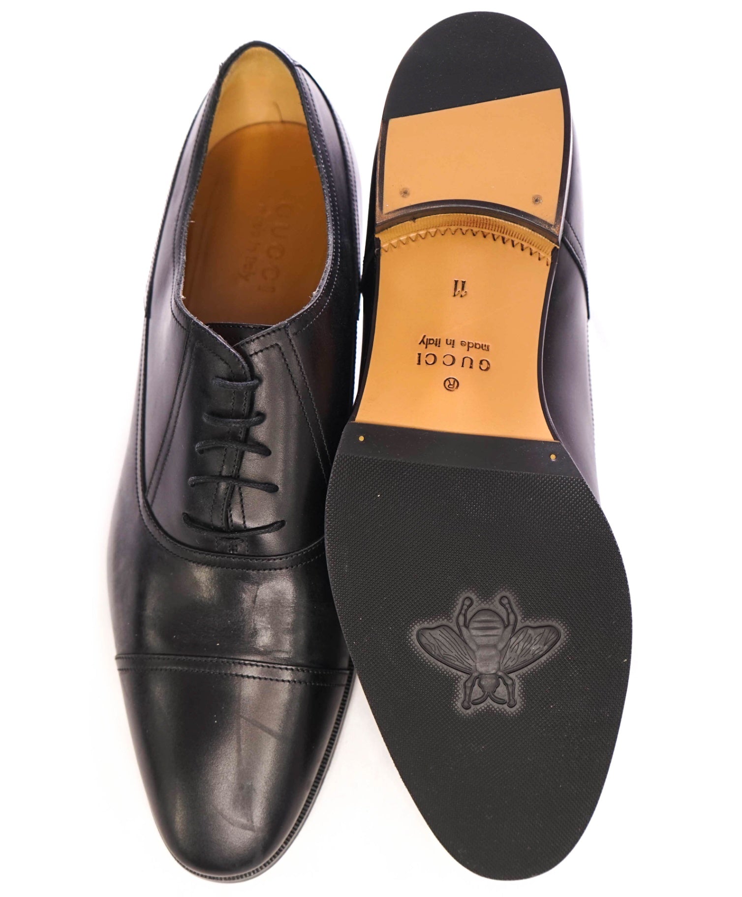 $970 GUCCI - Black "SPIRIT" Oxfords Leather - US 11.5 (11GUCCI)