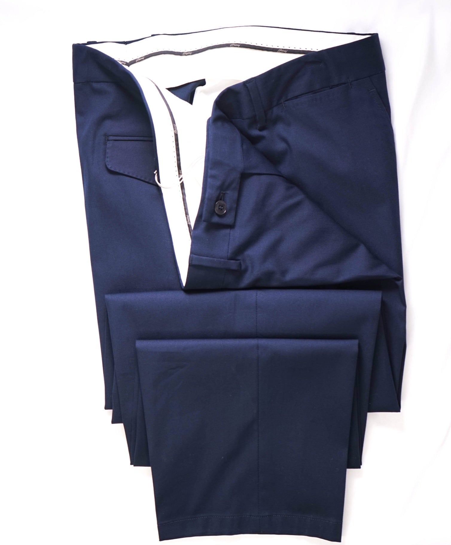 $1,095 BRIONI Solid Navy Cotton Pants 42W