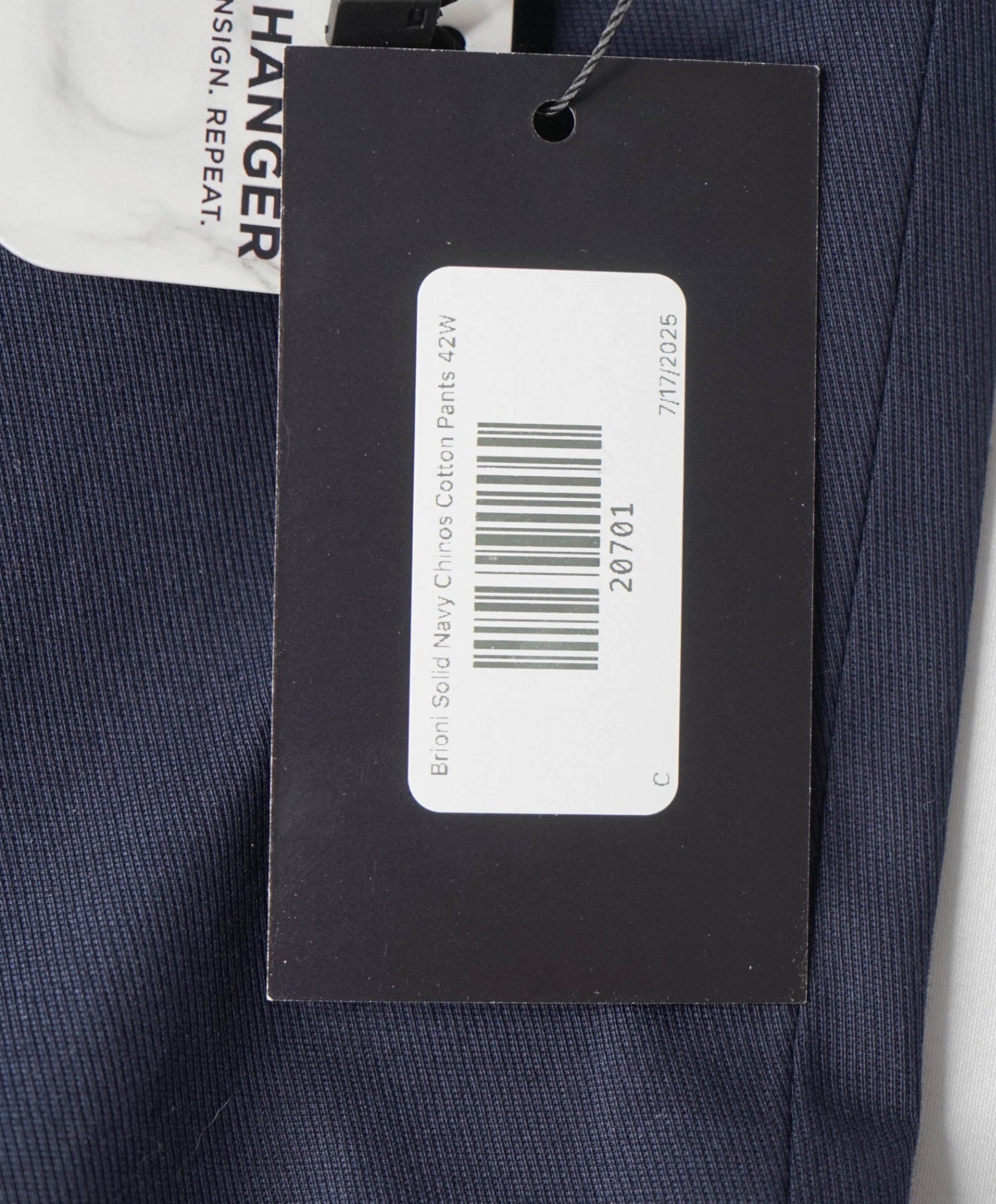 $1,095 BRIONI Solid Navy Chinos Cotton Pants 42W
