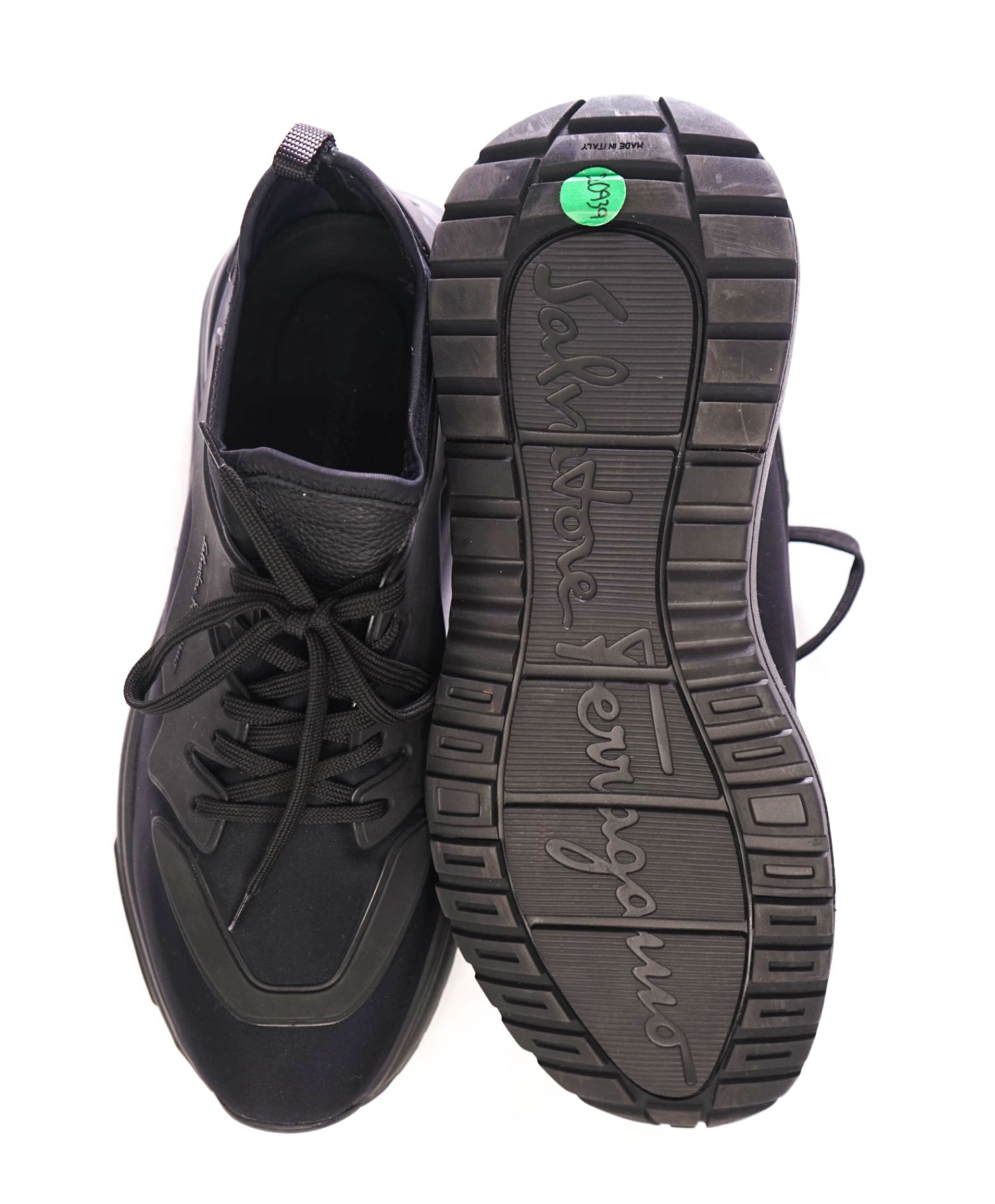 $750 SALVATORE FERRAGAMO - Black Runner Sneakers - 10.5 M