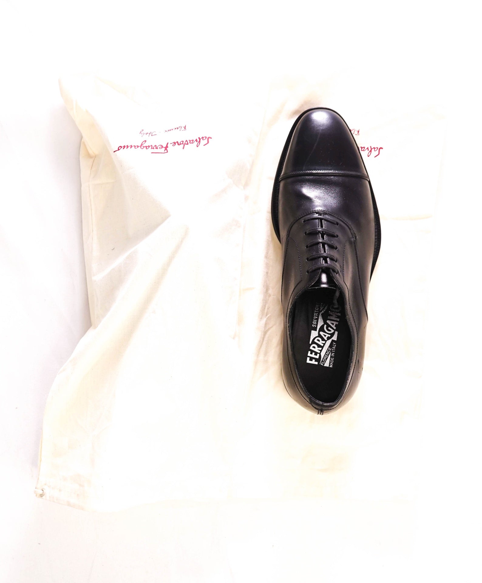 $895 SALVATORE FERRAGAMO - Black "SACCHETTO" Oxfords - 7 3E