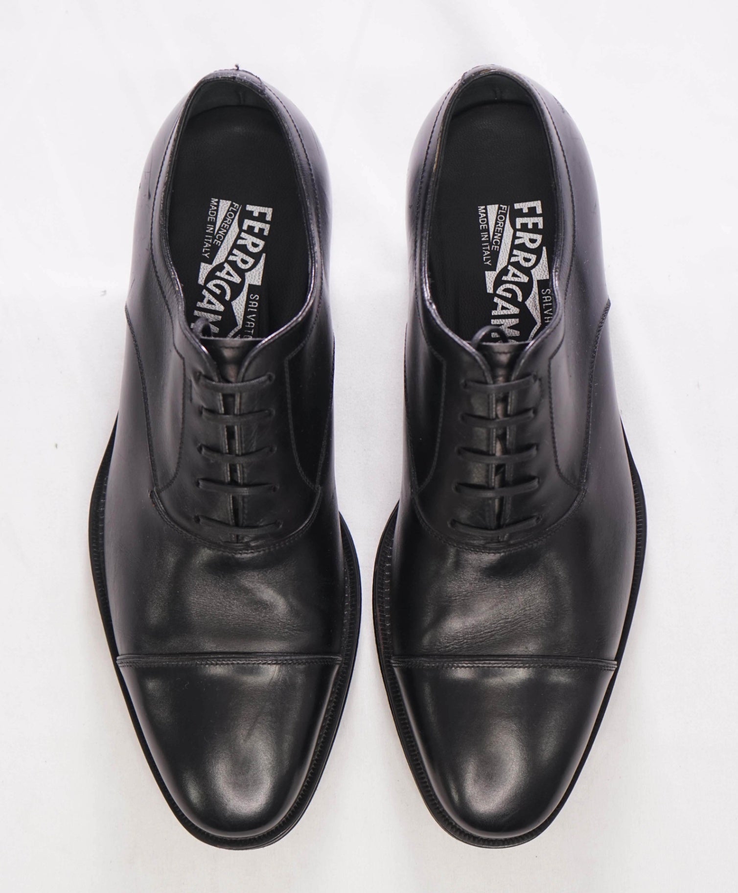 $895 SALVATORE FERRAGAMO - Black "SACCHETTO" Oxfords - 7 3E