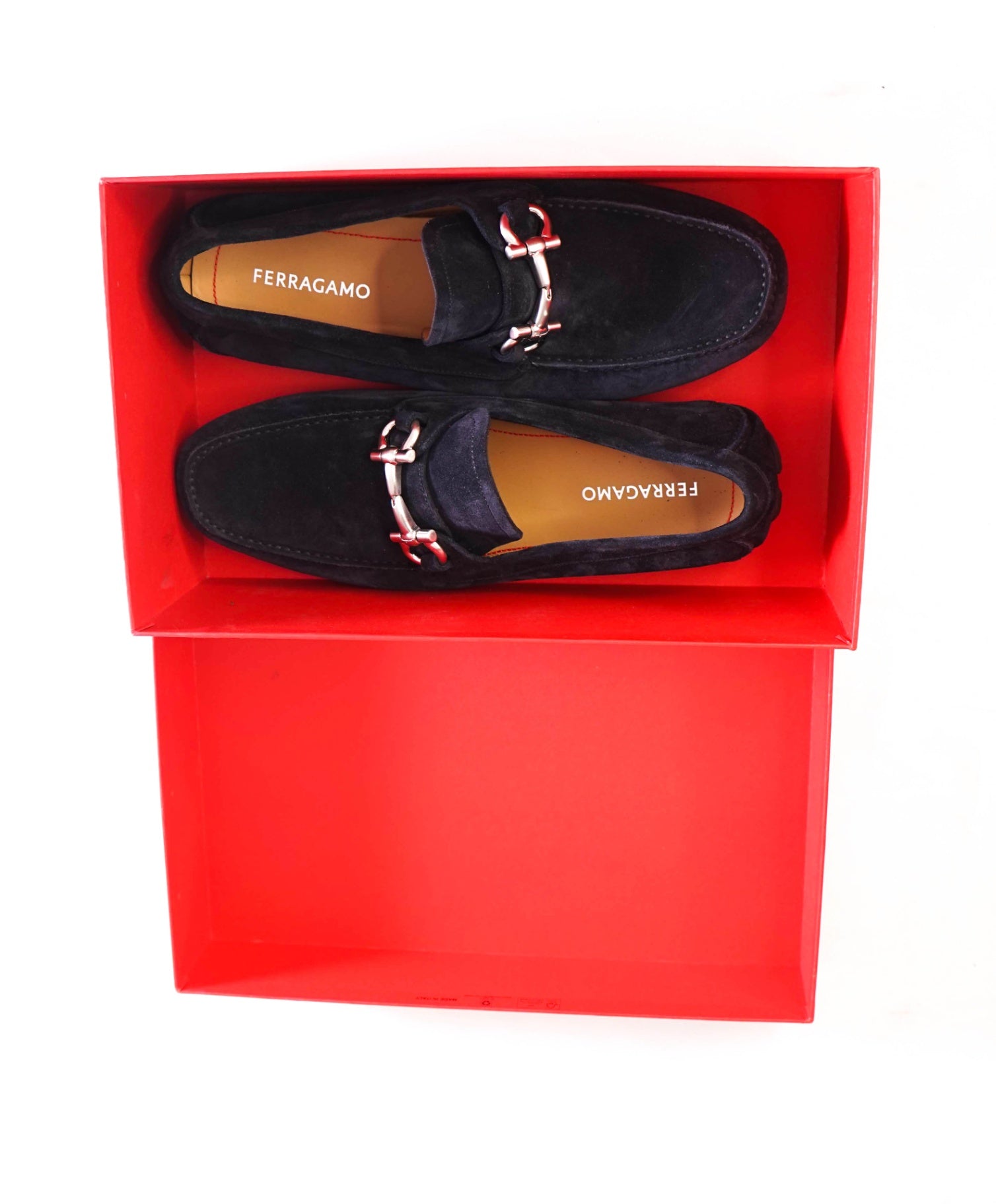 $795 FERRAGAMO - Suede Navy Blue PARIGI Loafers - 10.5 E