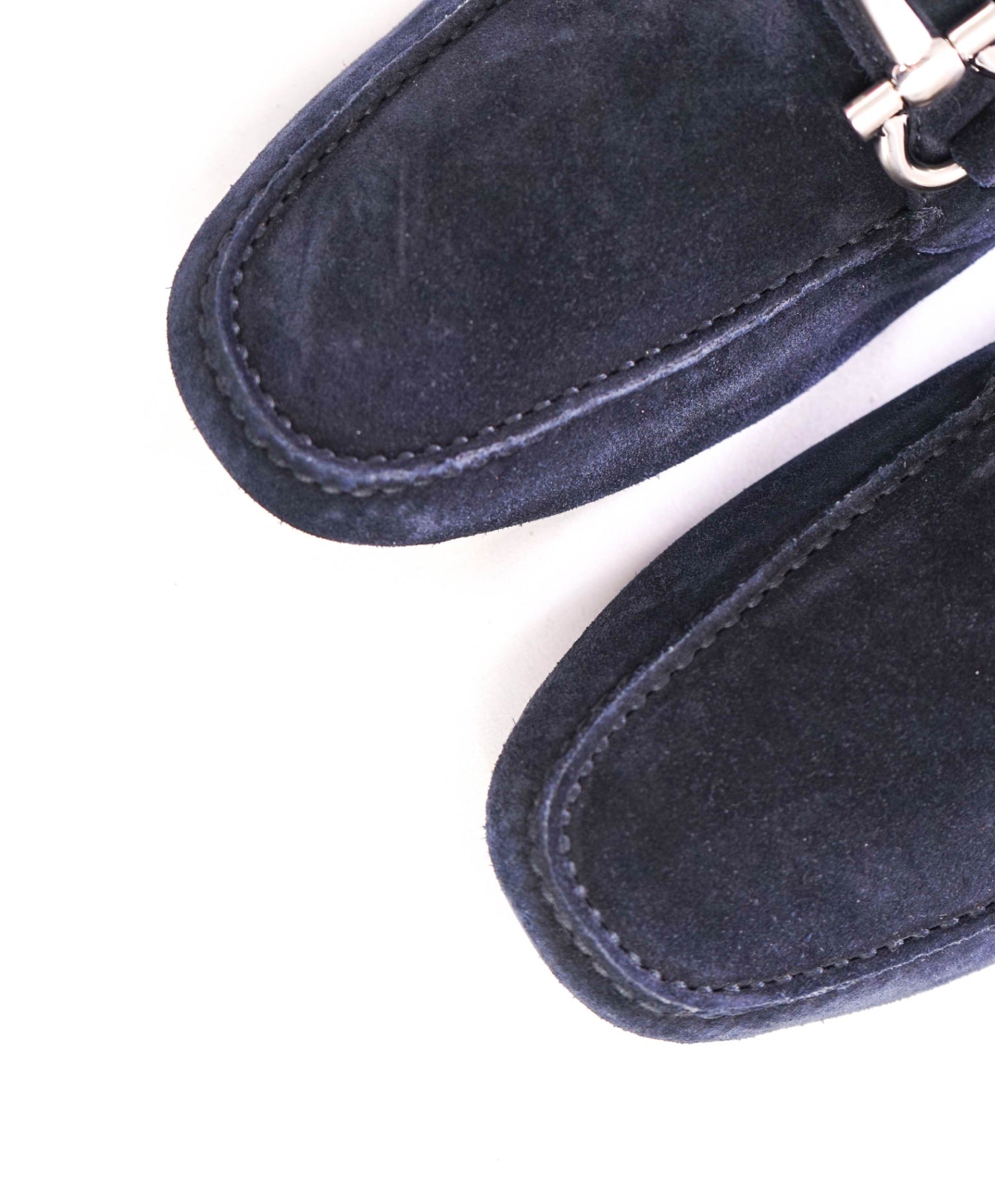 $795 FERRAGAMO - Suede Navy Blue PARIGI Loafers - 10.5 E