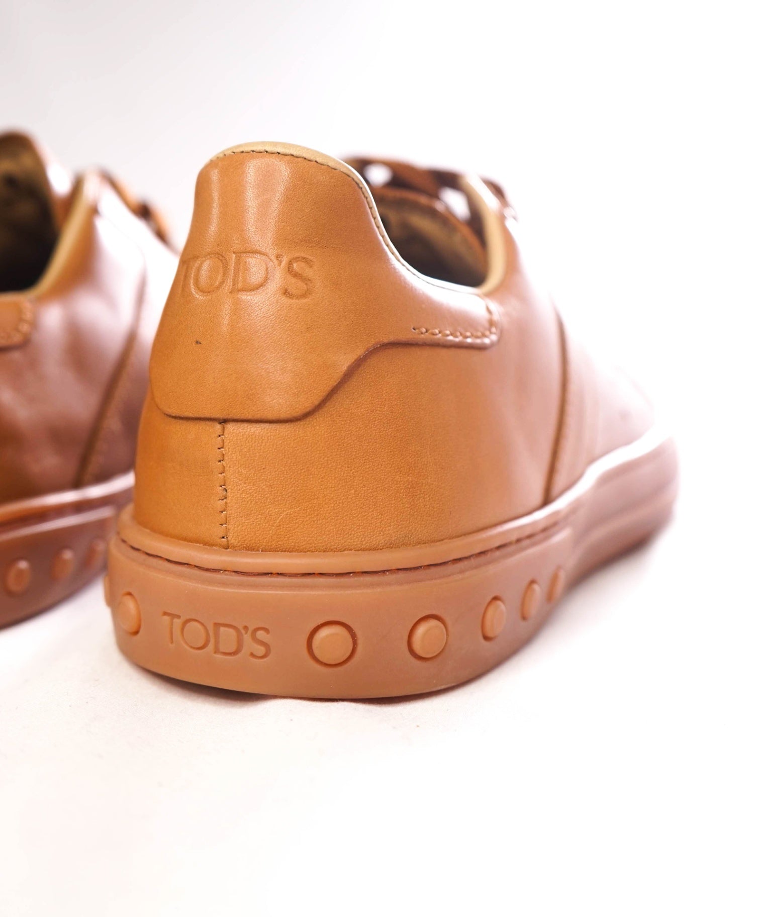 $750 TOD'S - T LOGO Leather Brown Sneakers - US 9 (UK8)