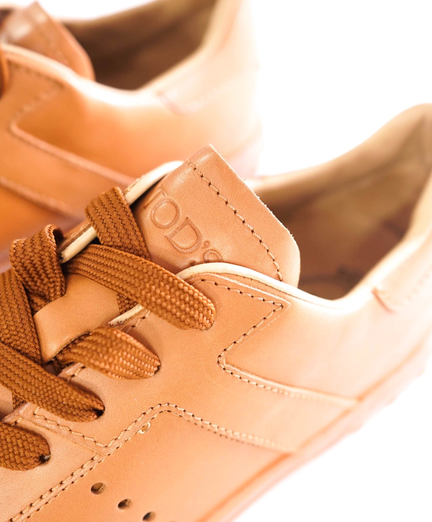 $750 TOD'S - T LOGO Leather Brown Sneakers - US 9 (UK8)