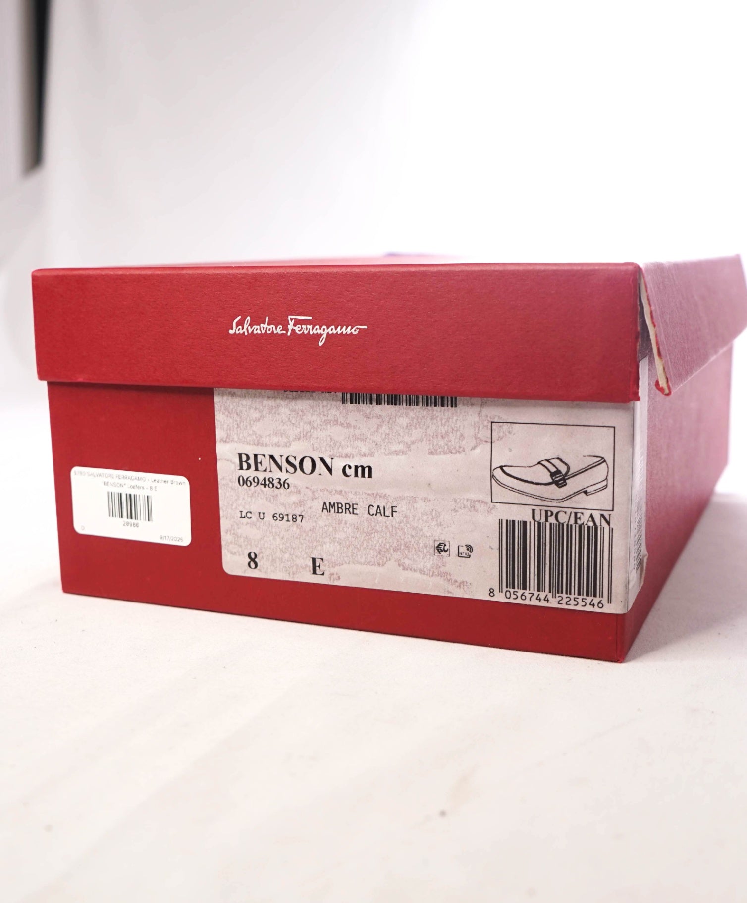 $780 SALVATORE FERRAGAMO - Leather Brown "BENSON" Loafers - 8 E