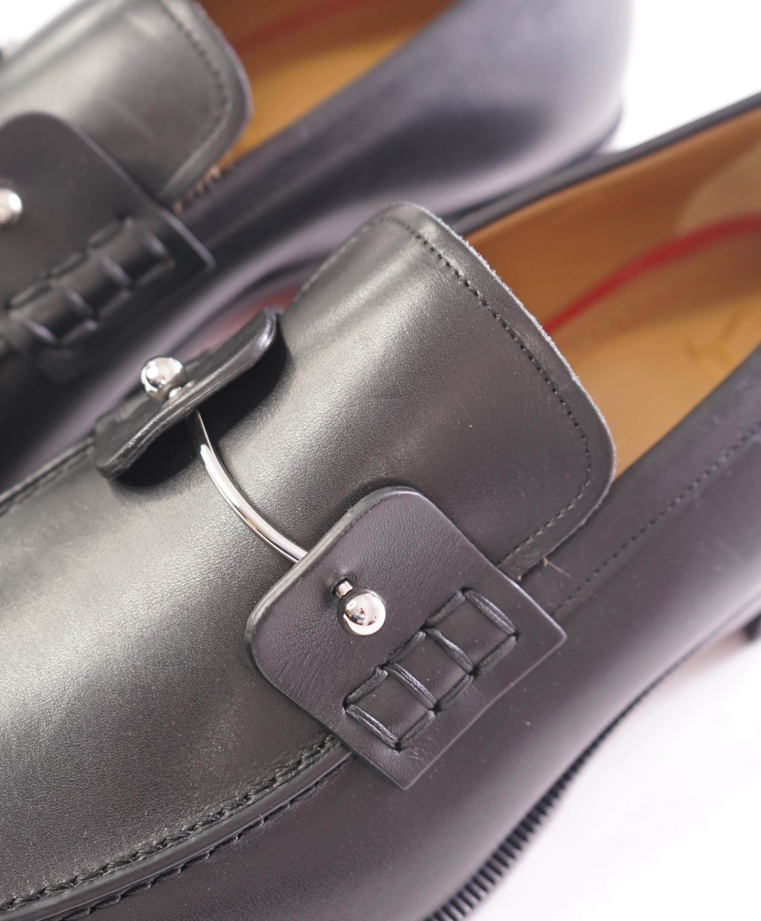 $1,095 Christain Louboutin Solid Black Loafers Leather US 8.5 (EU41.5)