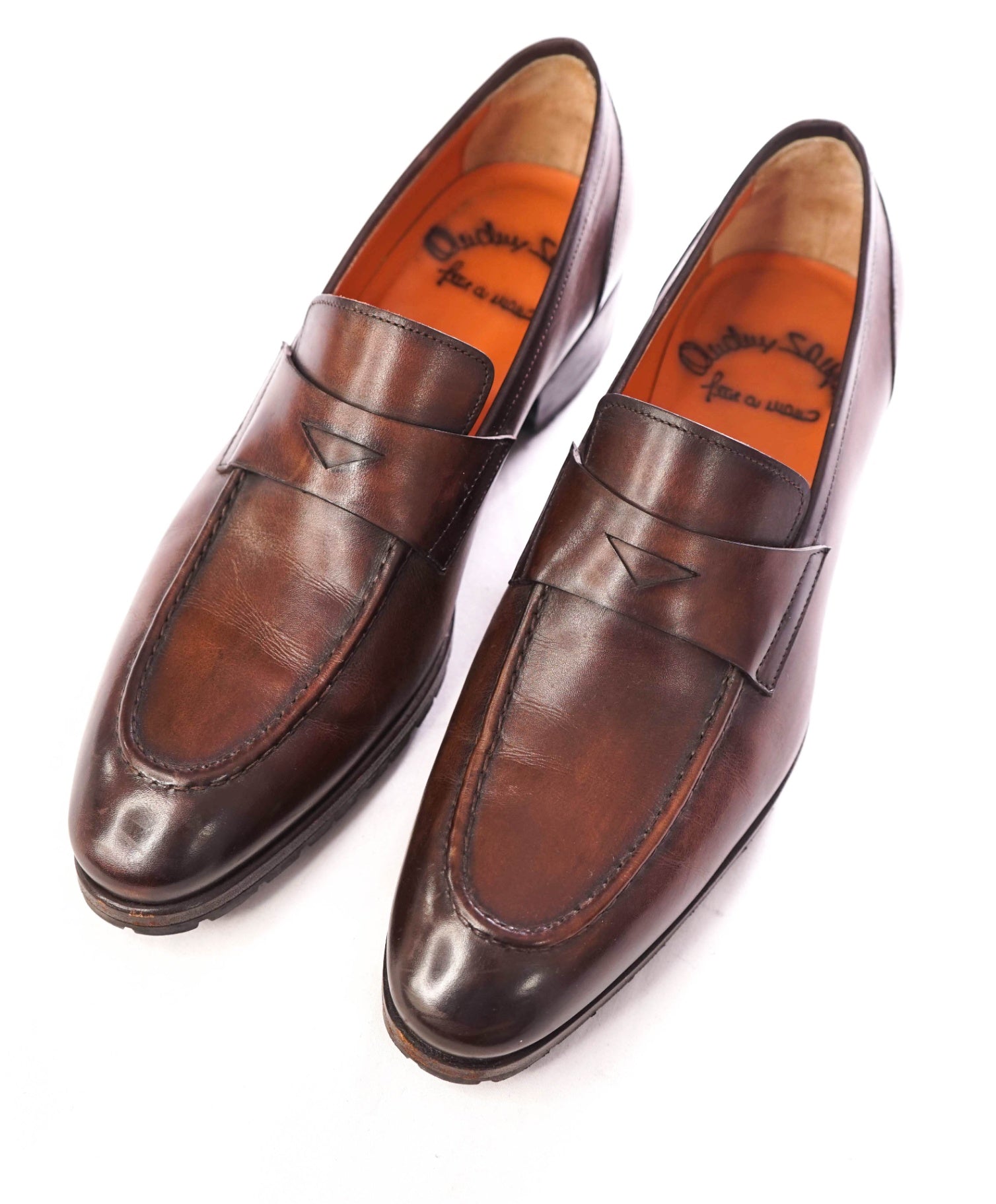 $1,295 SANTONI - LUG SOLE Leather Brown Loafers - US 9.5 (UK8.5)