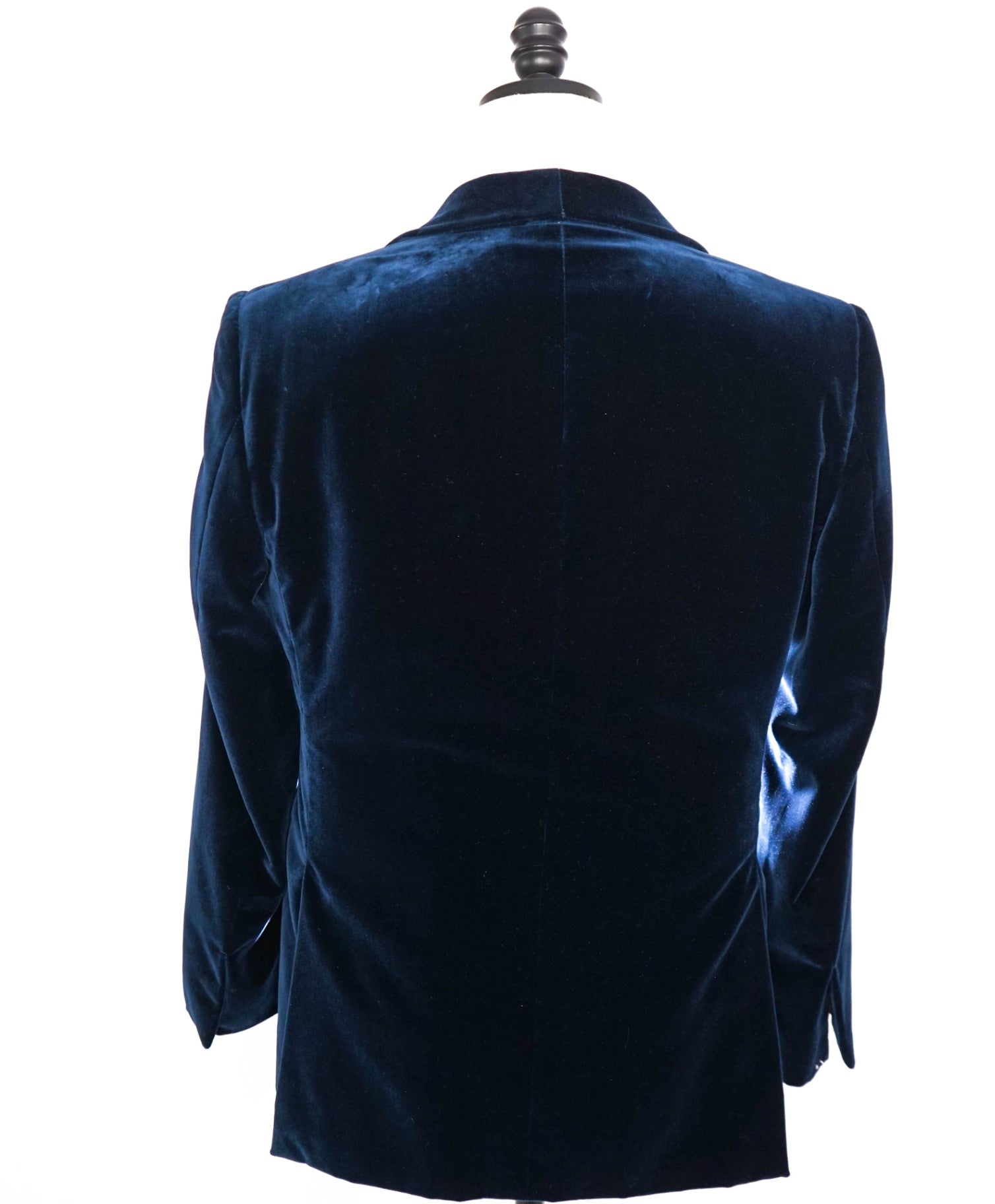 $2,995 ZEGNA - Navy Blue Shawl Lapel Dinner Jacket Velvet - 38S