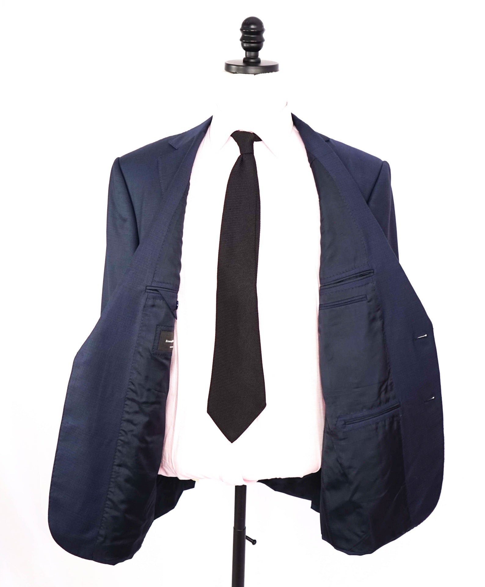 $3,995 ZEGNA - "TROFEO" Wool Blue Micro Check Suit - 46R