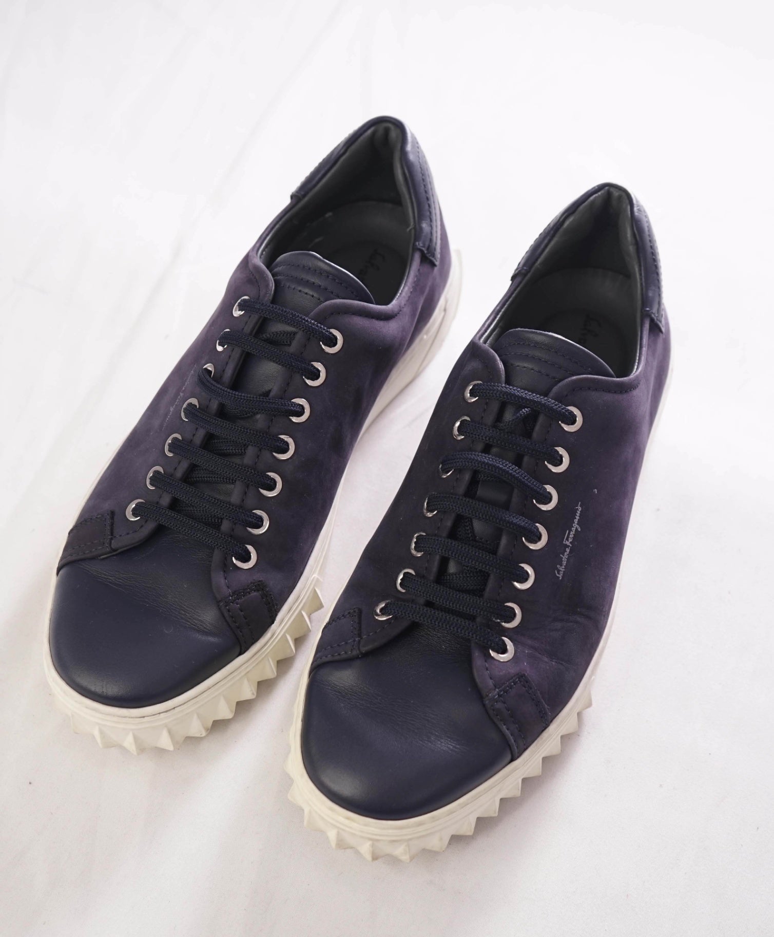 $750 FERRAGAMO - *Rhinoceros* Navy Gancini Sneaker - 7 M