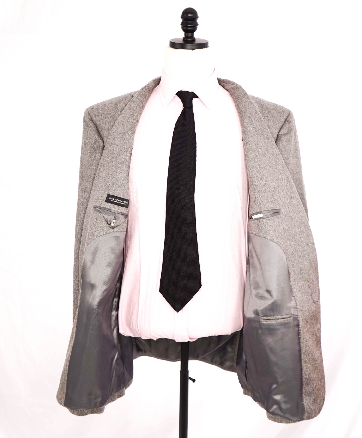 Saks Fifth Avenue Solid Grey Cashmere Blazer 48L
