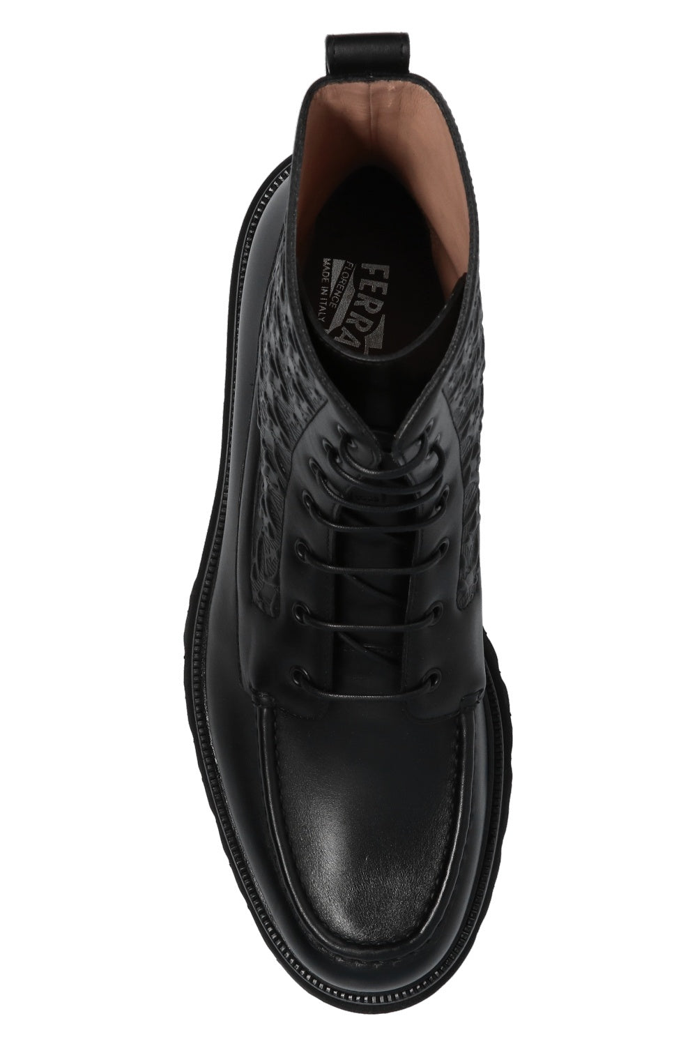 $1,150 FERRAGAMO - Naval Black High Combat Boots - 10 M