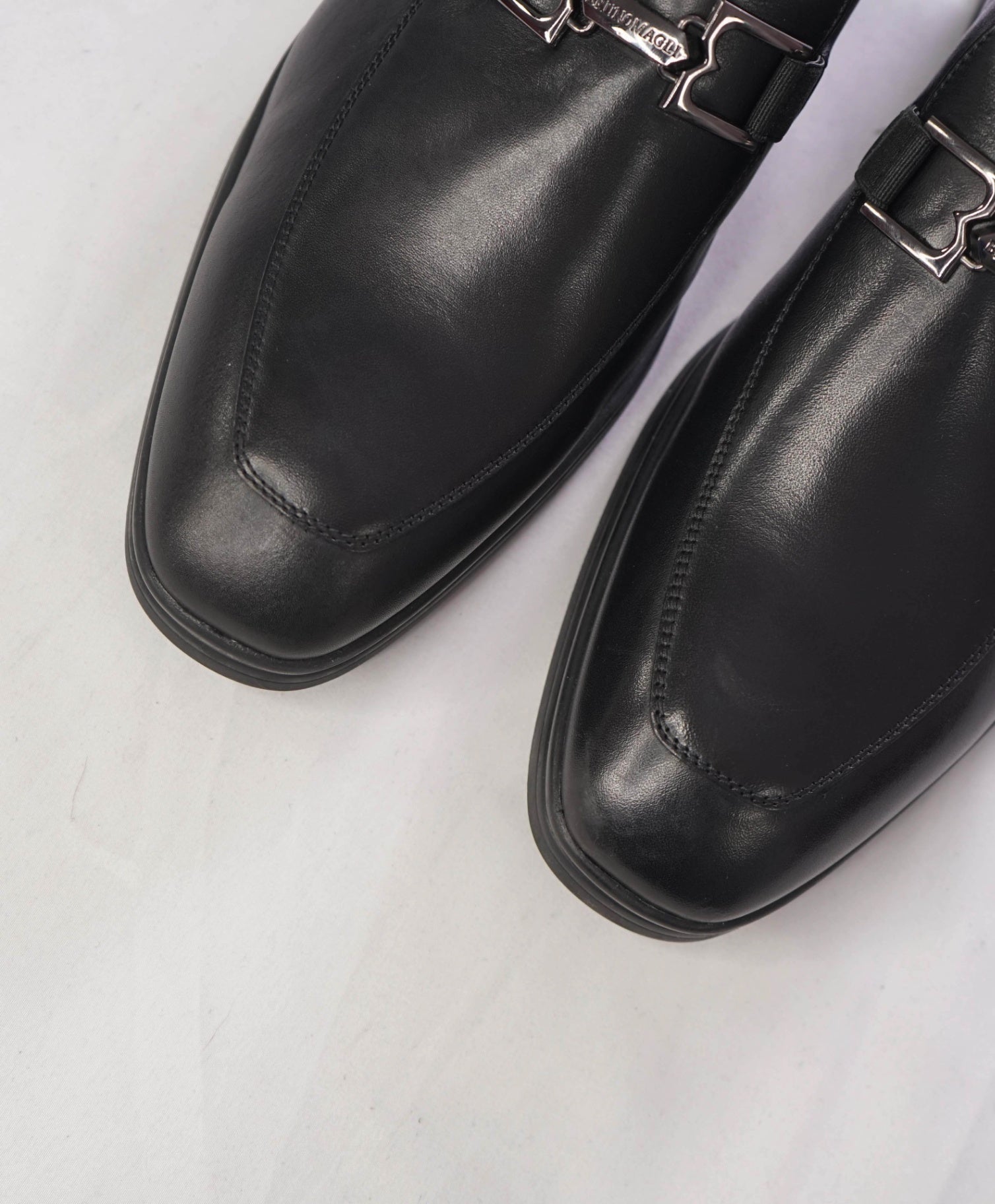 $420 BRUNO MAGLI - Leather Black Logo Bit Loafers - 11 M