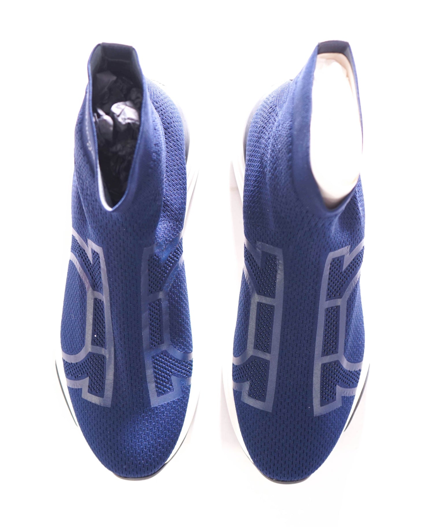 $750 FERRAGAMO - Fabric Navy Blue "SOFT" Knit Sneakers - 11.5