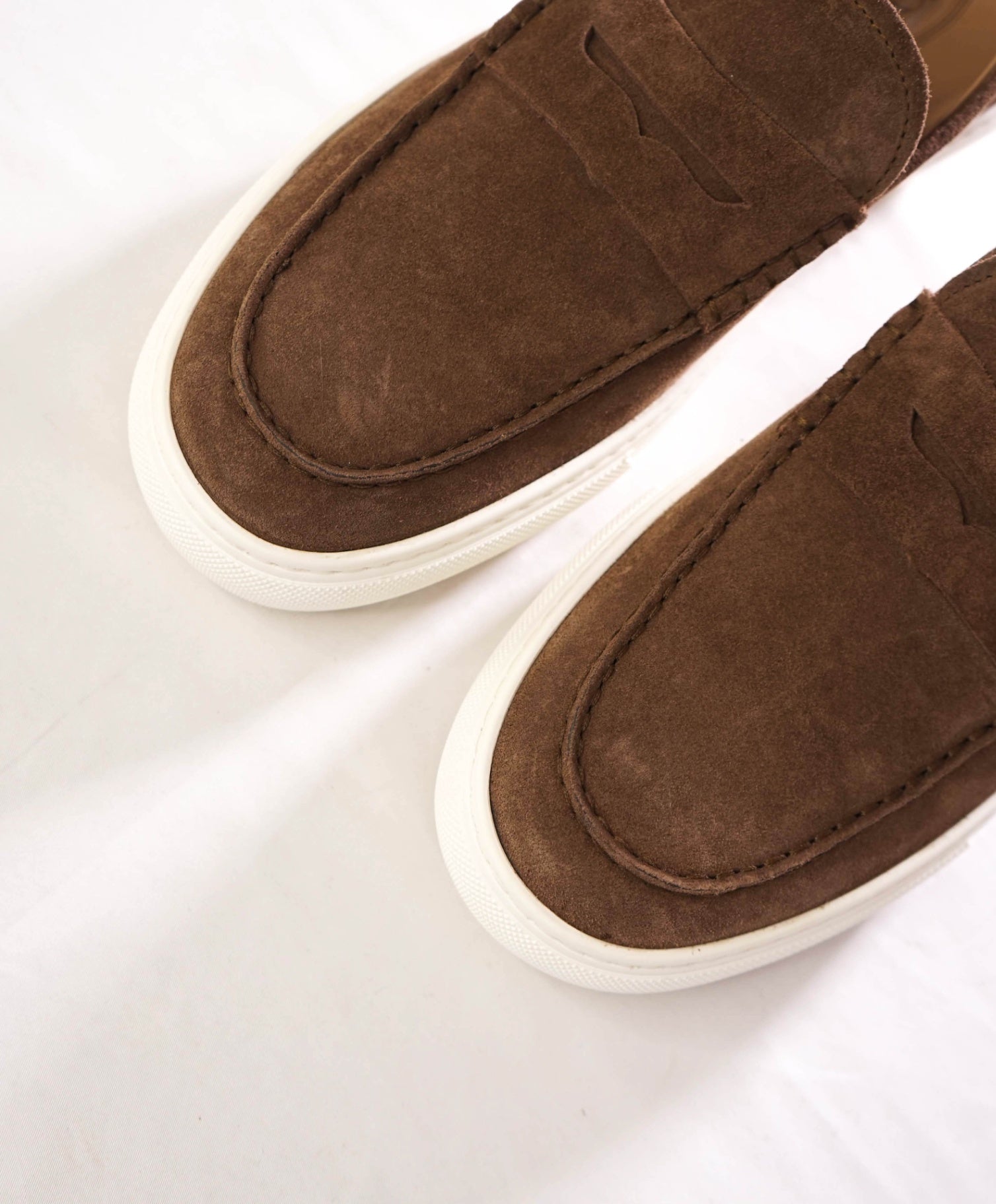 $1,045 TOD'S - Suede Brown Penny Loafer Sneakers - US 11 (UK10)