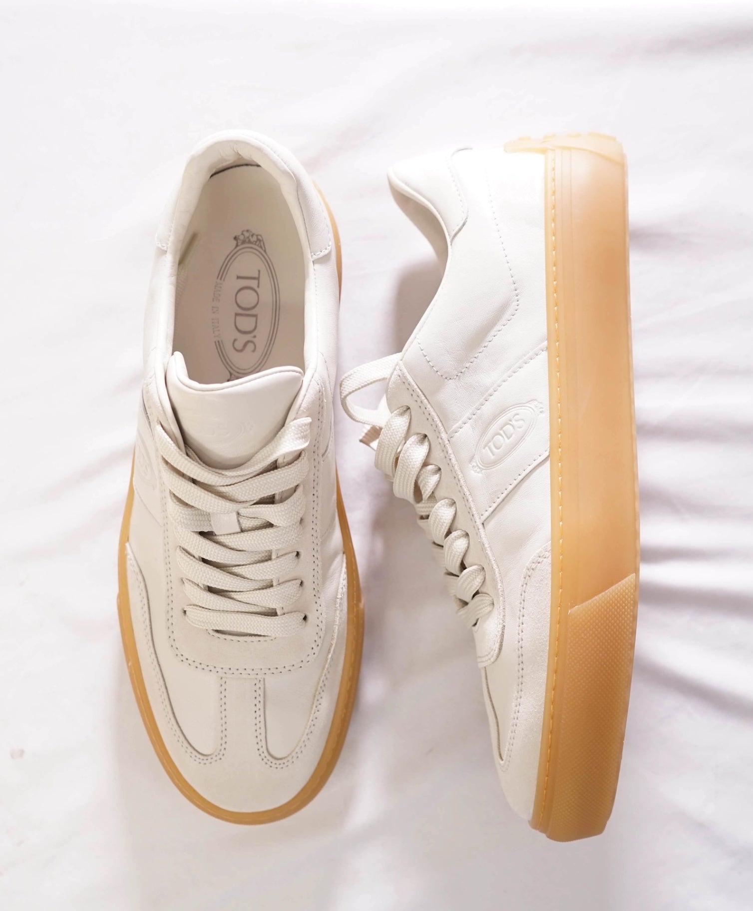 $700 TOD'S - Leather/Suede Ivory White Sneakers - US 9.5 (UK8.5)