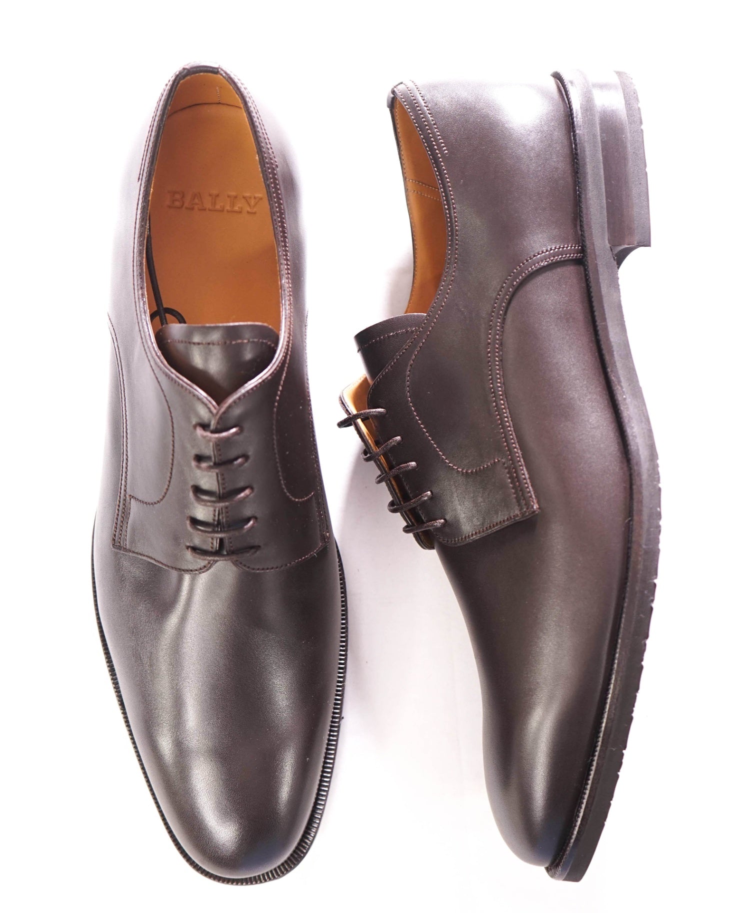 $590 BALLY - Leather Chocolate Brown Derby - US 11.5 3E