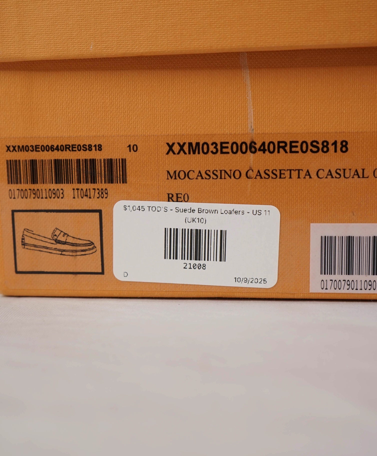 $1,045 TOD'S - Suede Brown Penny Loafer Sneakers - US 11 (UK10)