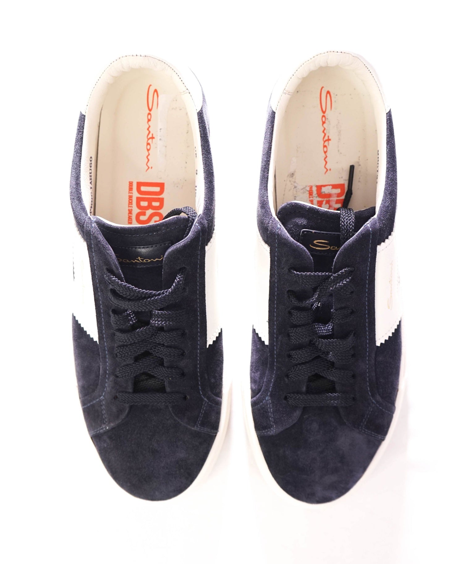 $795 SANTONI - Suede Navy "Double Buckle" Sneaker - US 10 (9UK)