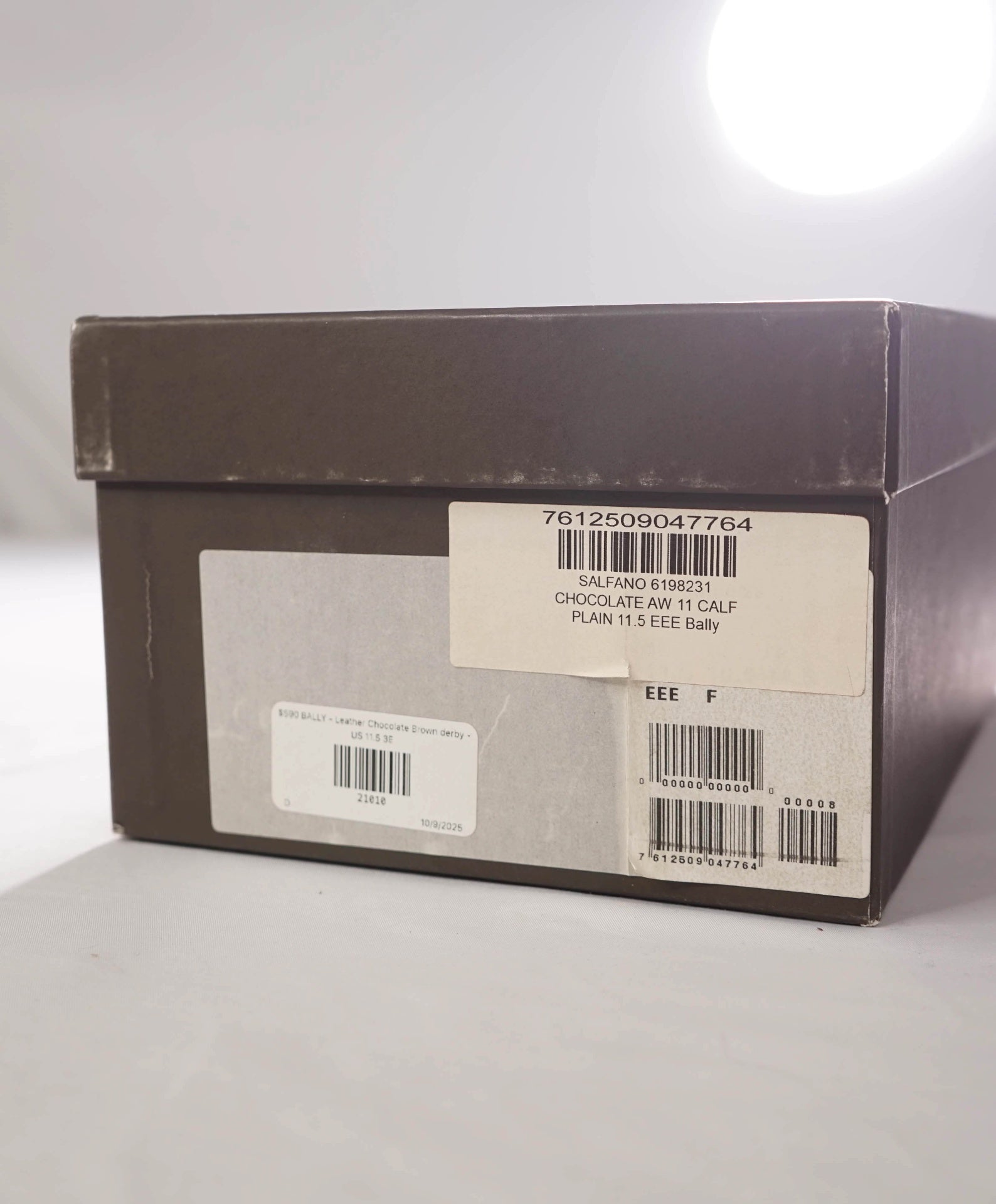 $590 BALLY - Leather Chocolate Brown Derby - US 11.5 3E