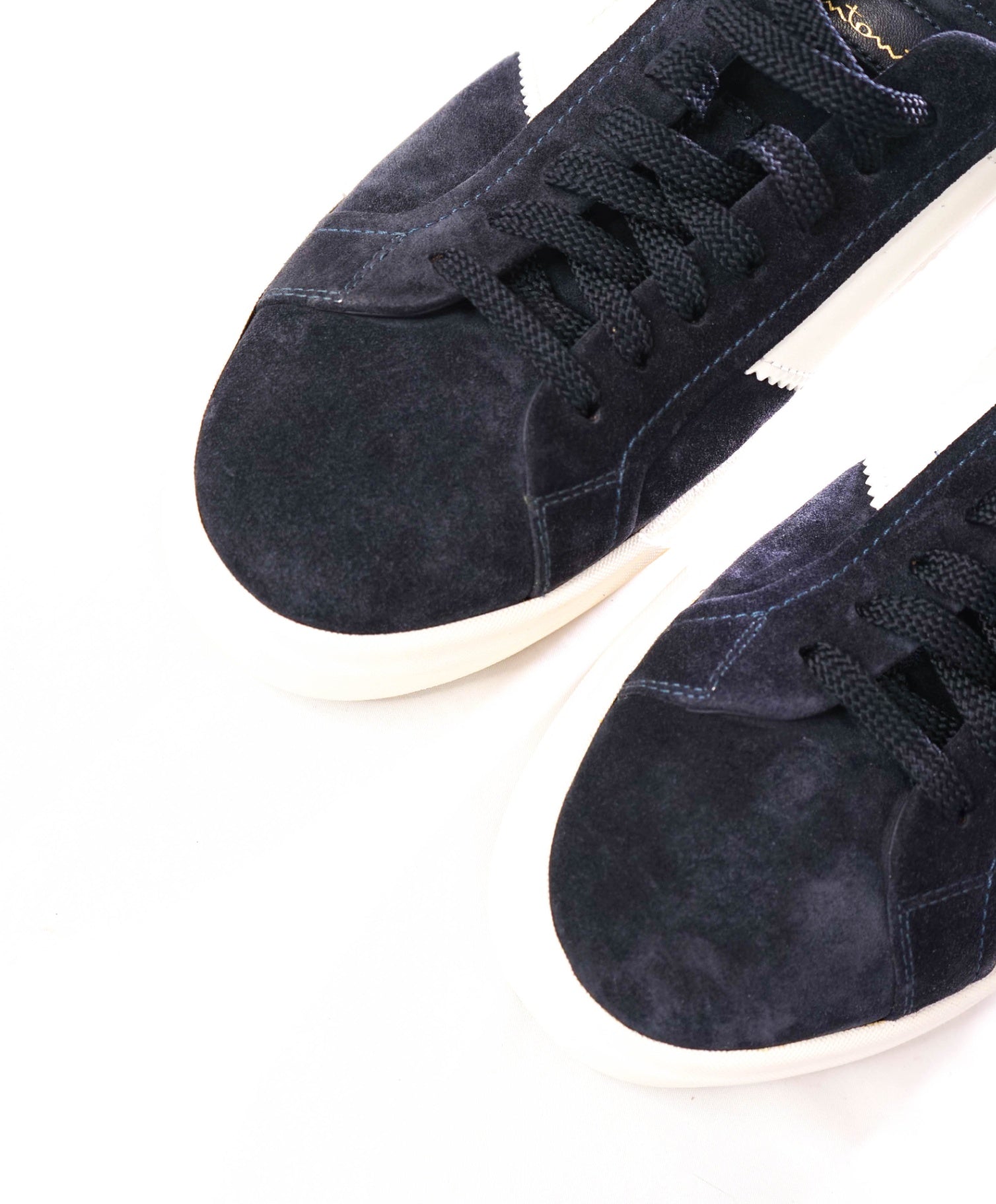 $795 SANTONI - Suede Navy "Double Buckle" Sneaker - US 10 (9UK)