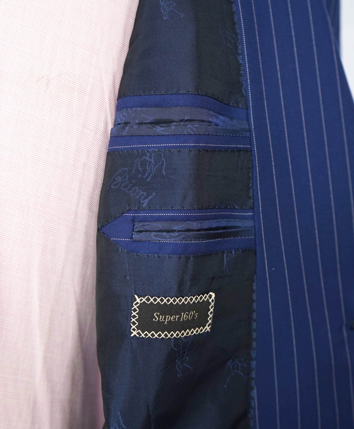 $6,000 BRIONI - Navy Blue "Super pPinstripe "Super 160's" Wool - 42R