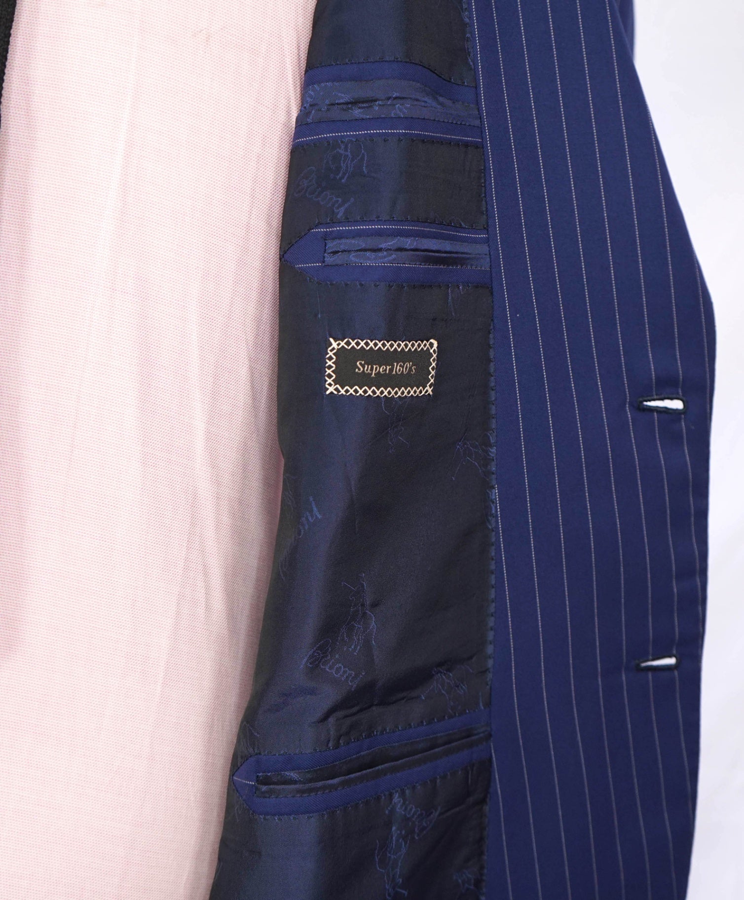 $6,000 BRIONI - Navy Blue "Super pPinstripe "Super 160's" Wool - 42R