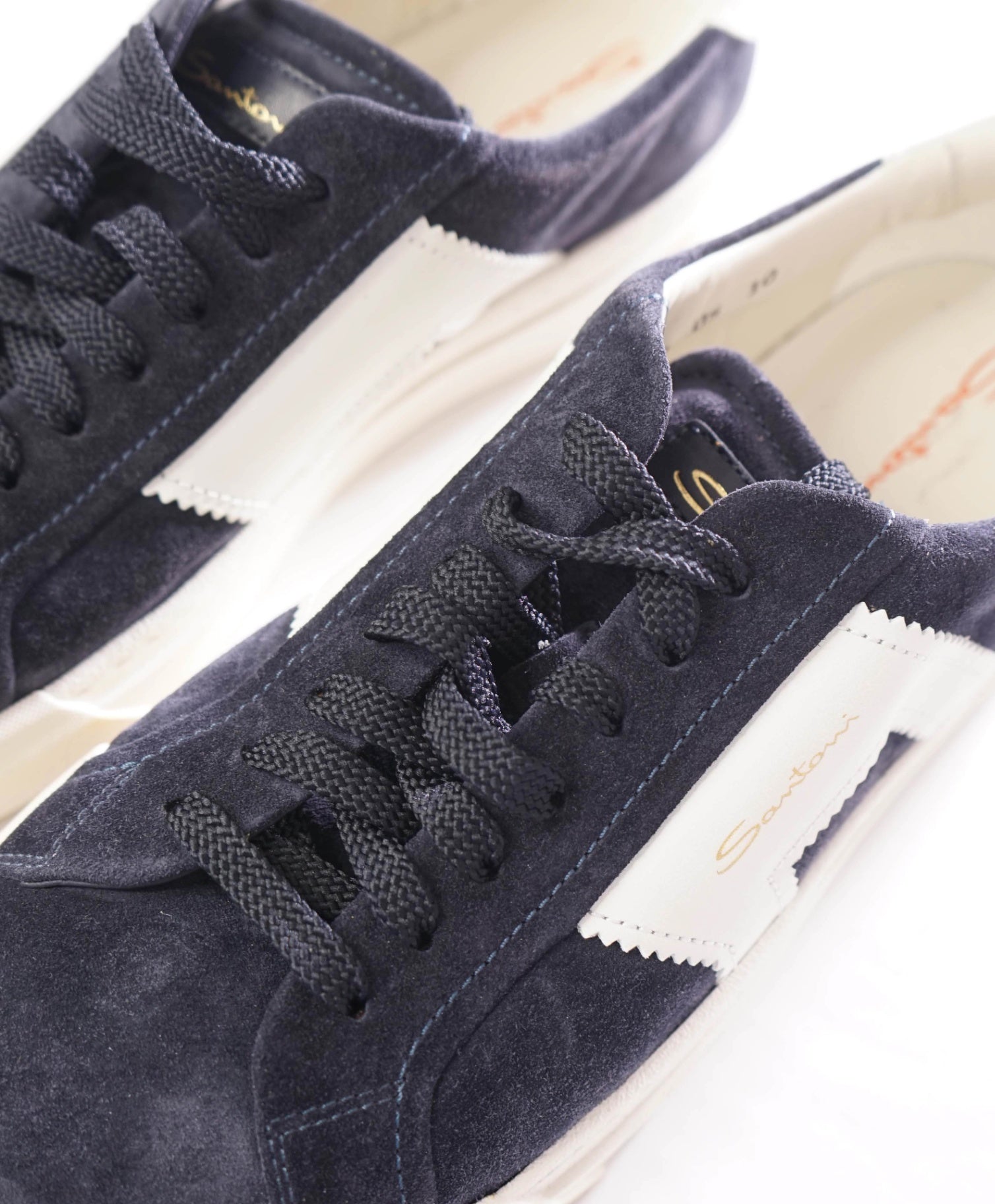 $795 SANTONI - Suede Navy "Double Buckle" Sneaker - US 10 (9UK)