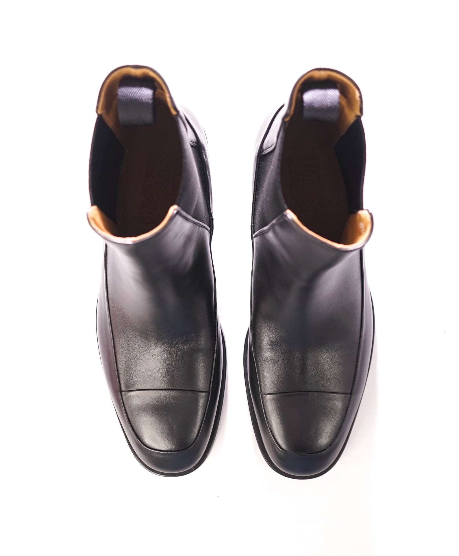 $1,390 FERRAGAMO - Leather Black "GENESIO" Chelsea Boots - 10.5 EE