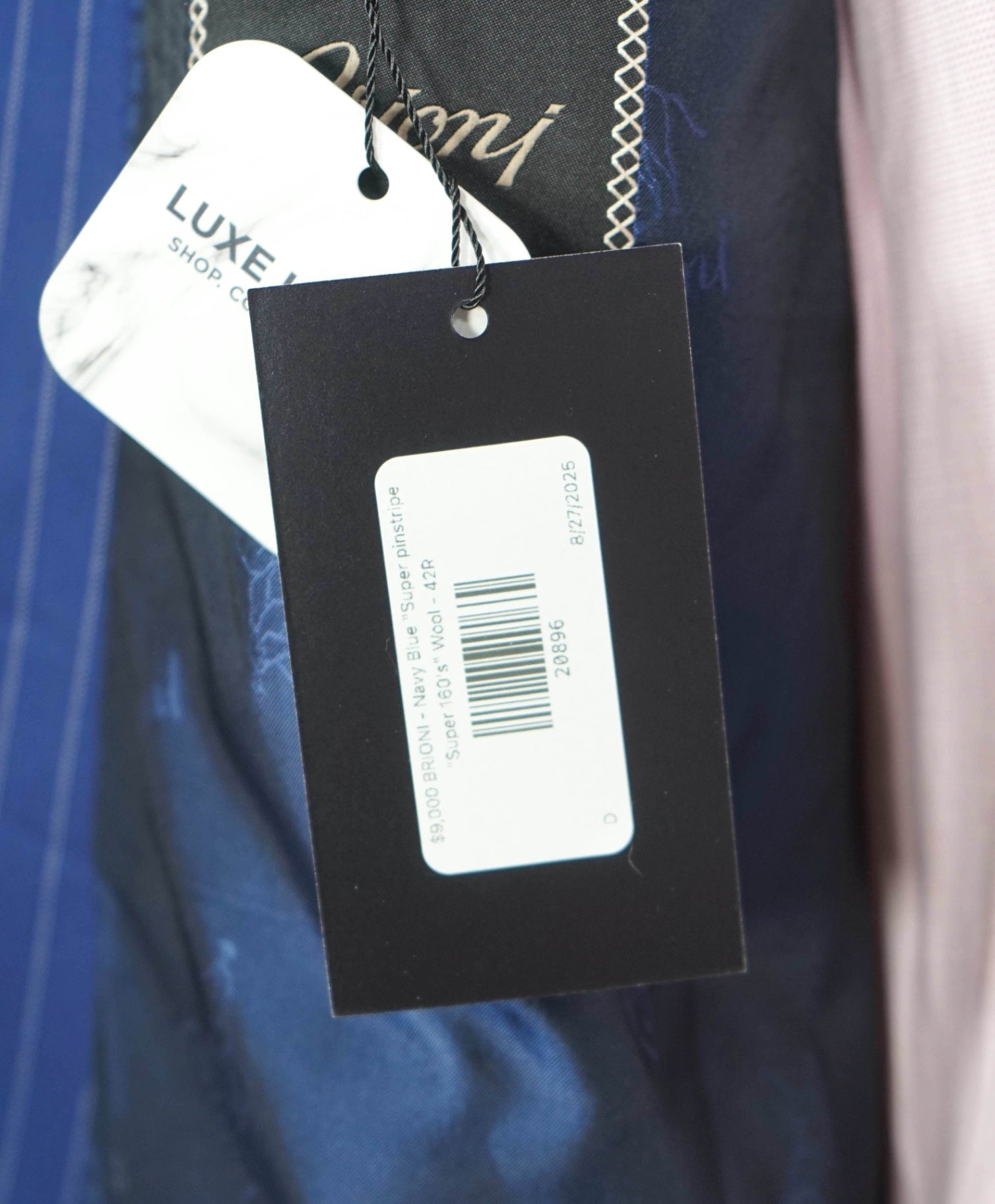 $6,000 BRIONI - Navy Blue "Super pPinstripe "Super 160's" Wool - 42R