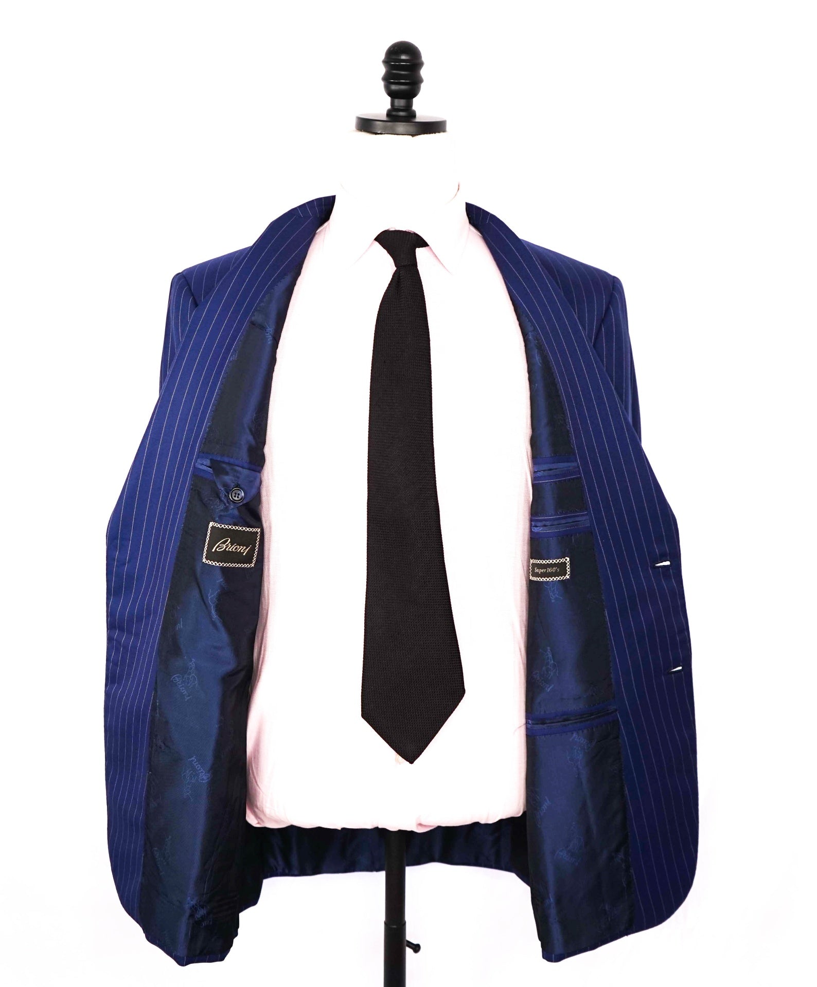 $6,000 BRIONI - Navy Blue "Super pPinstripe "Super 160's" Wool - 42R