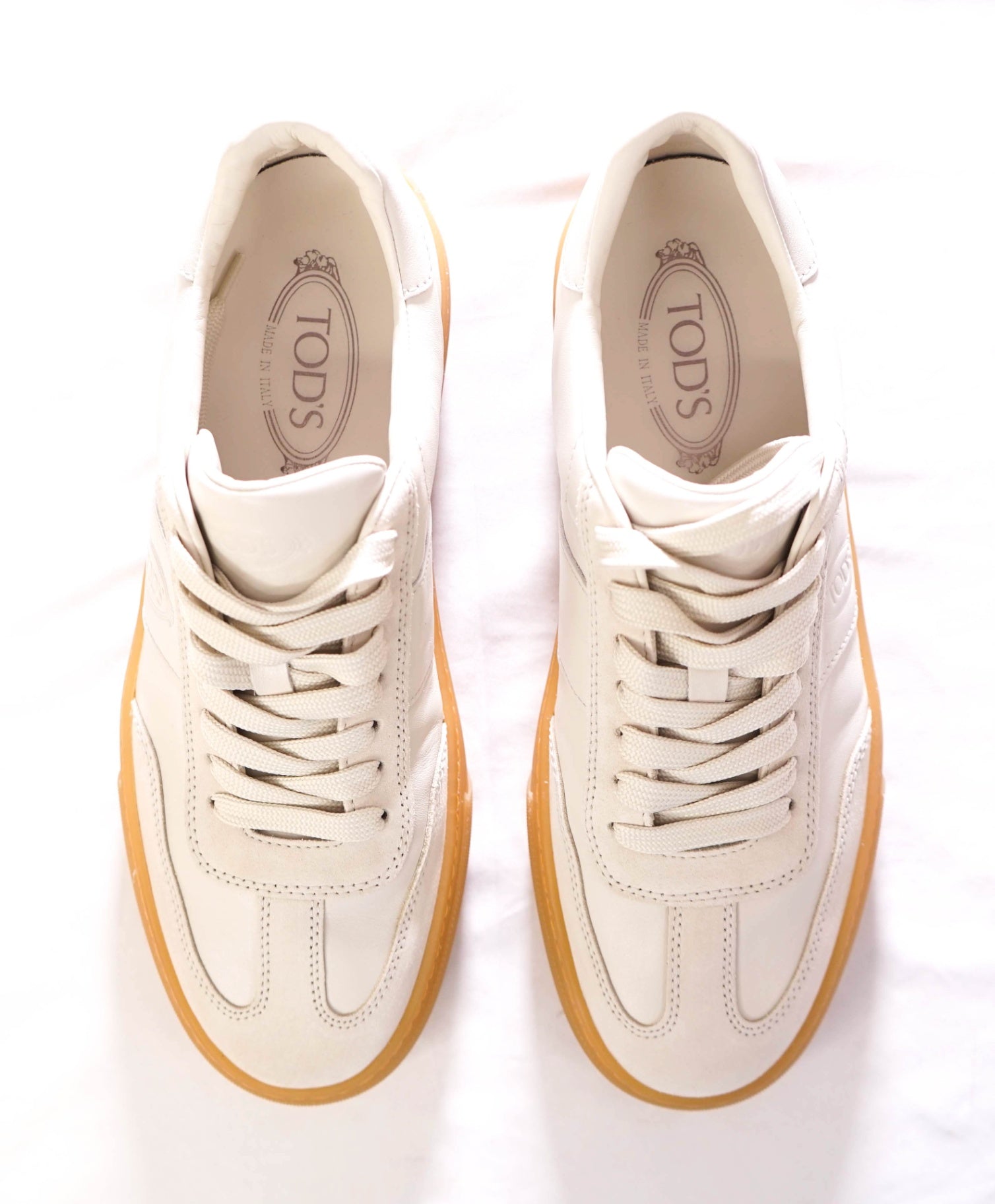 $700 TOD'S - Leather/Suede Ivory White Sneakers - US 9.5 (UK8.5)