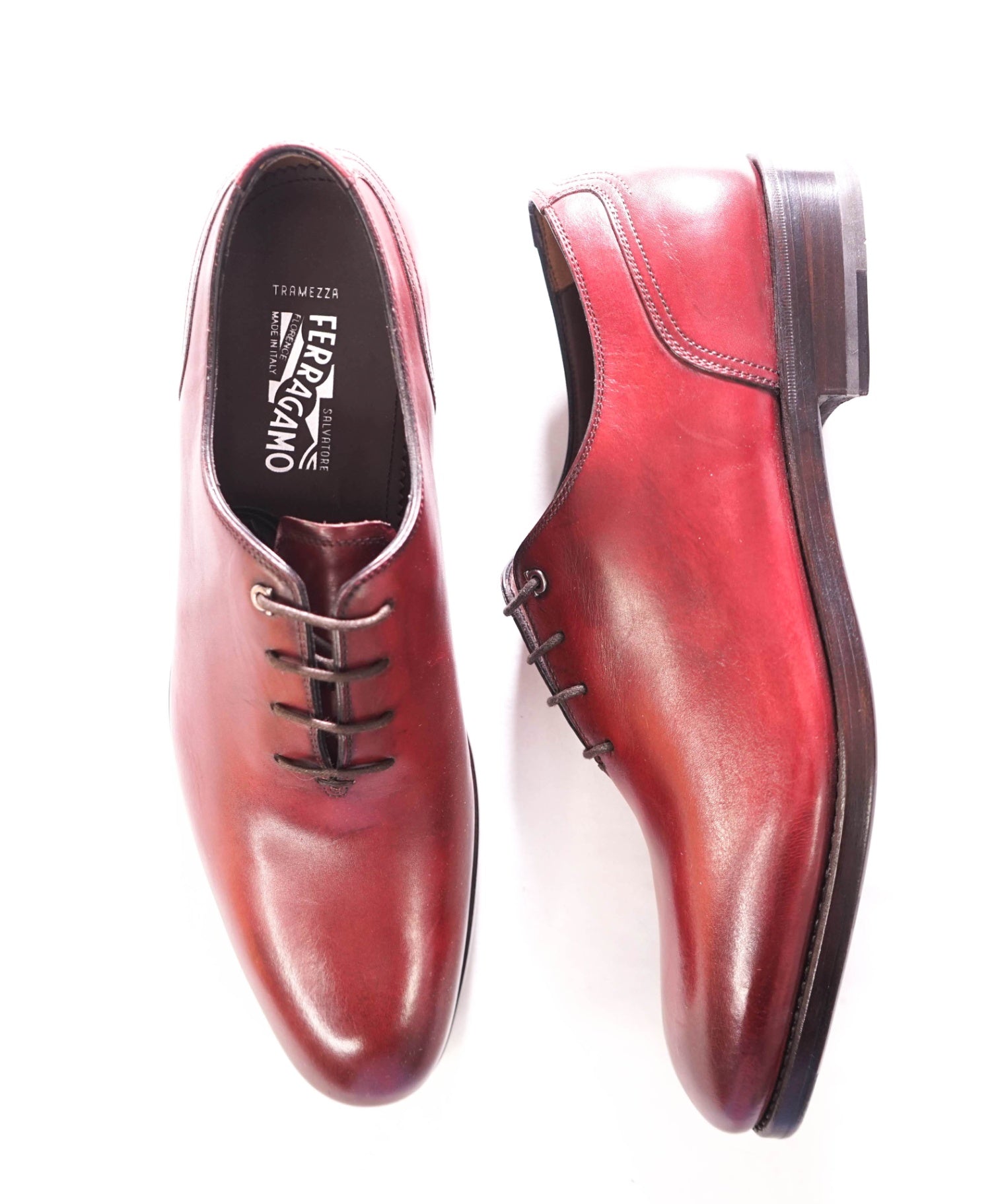 $1,395 FERRAGAMO - TRAMEZZA Burgundy "BARCLAY" Oxfords - 7.5 D